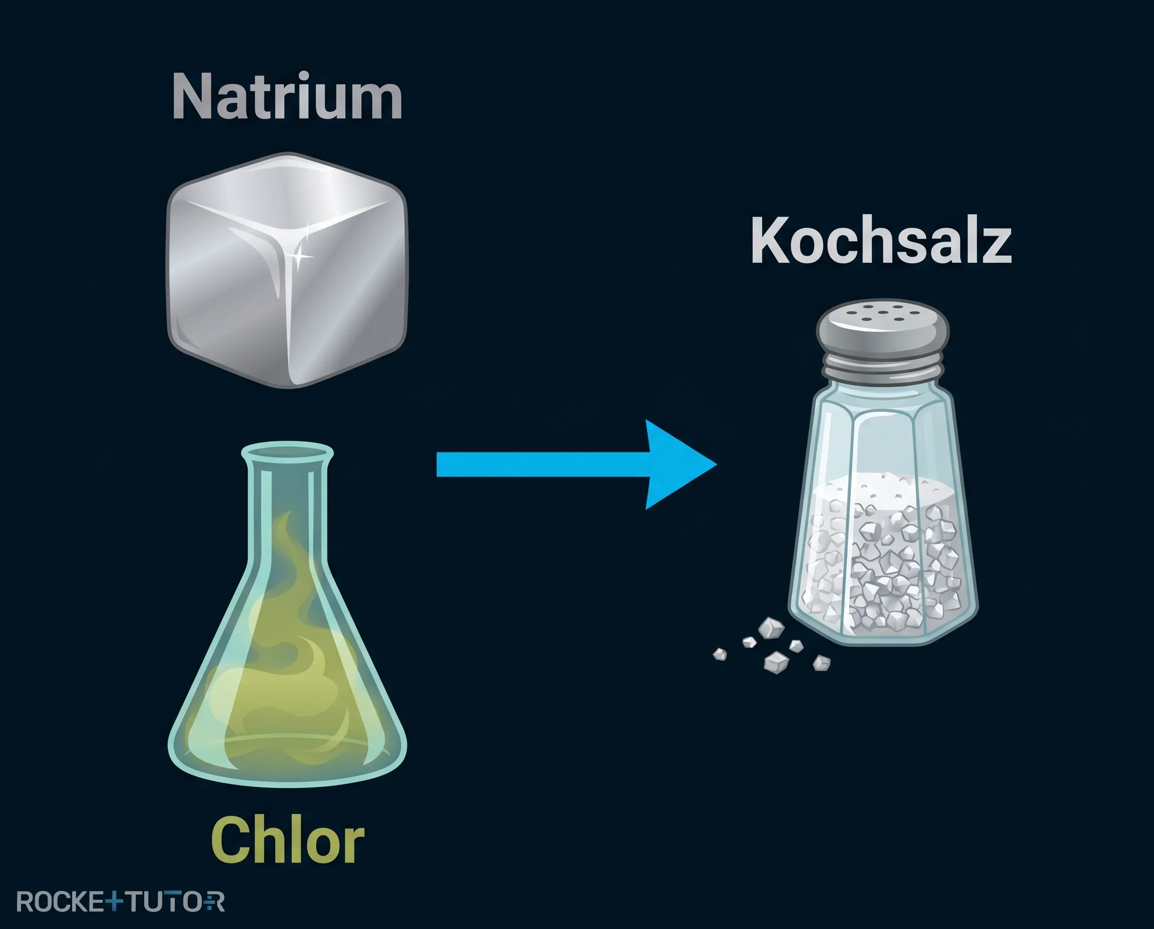 Natrium und Chlor reagieren