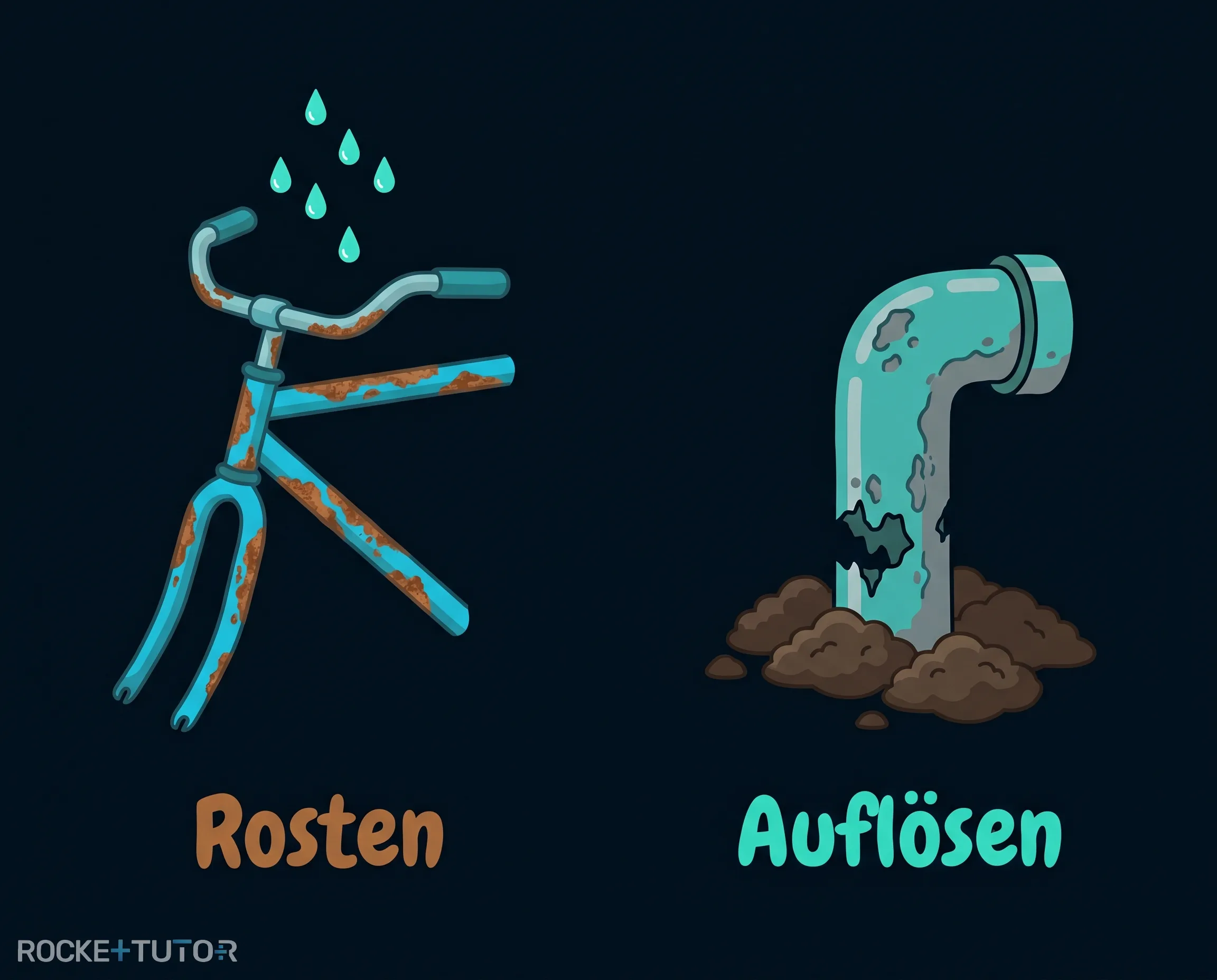 Fahrrad und verrostetes Rohr