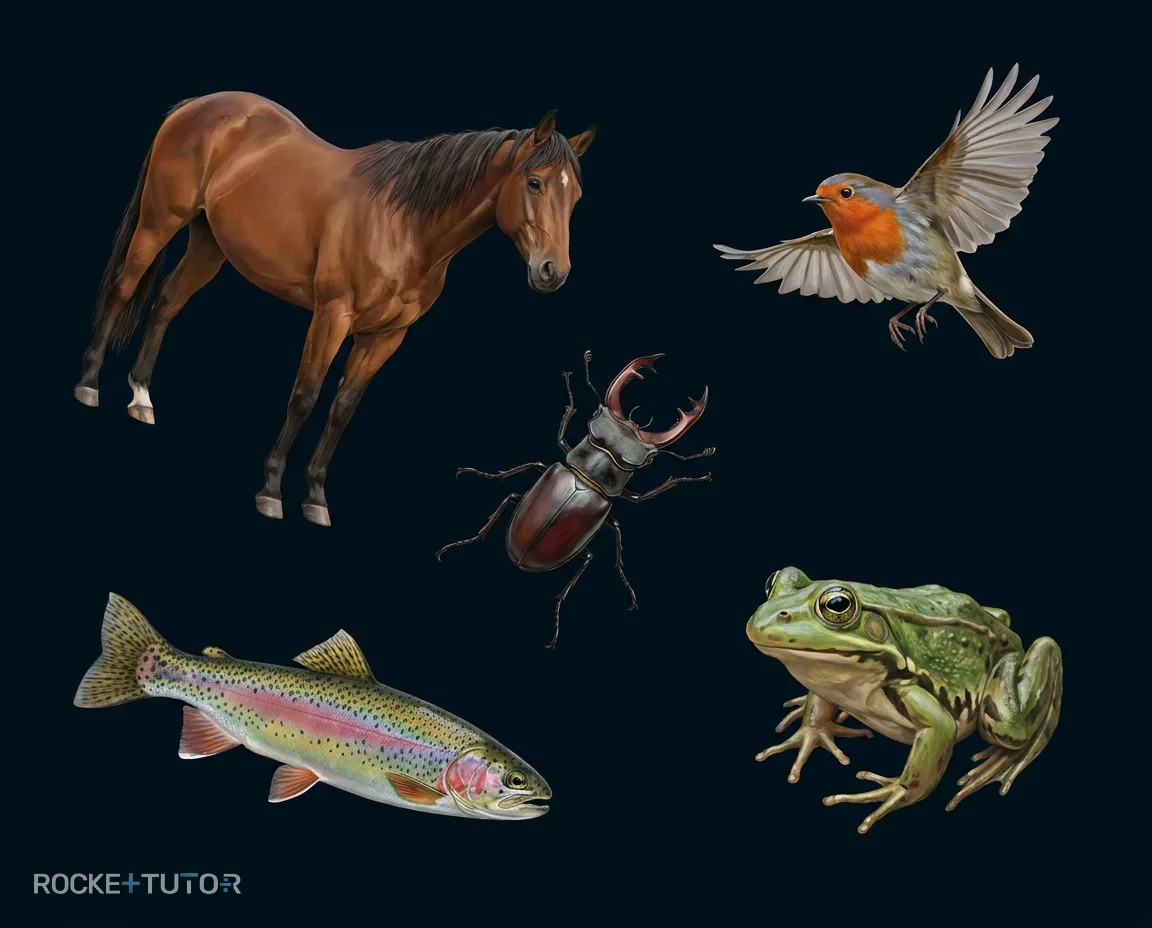 Illustration einer unordentlichen Bibliothek mit Tieren