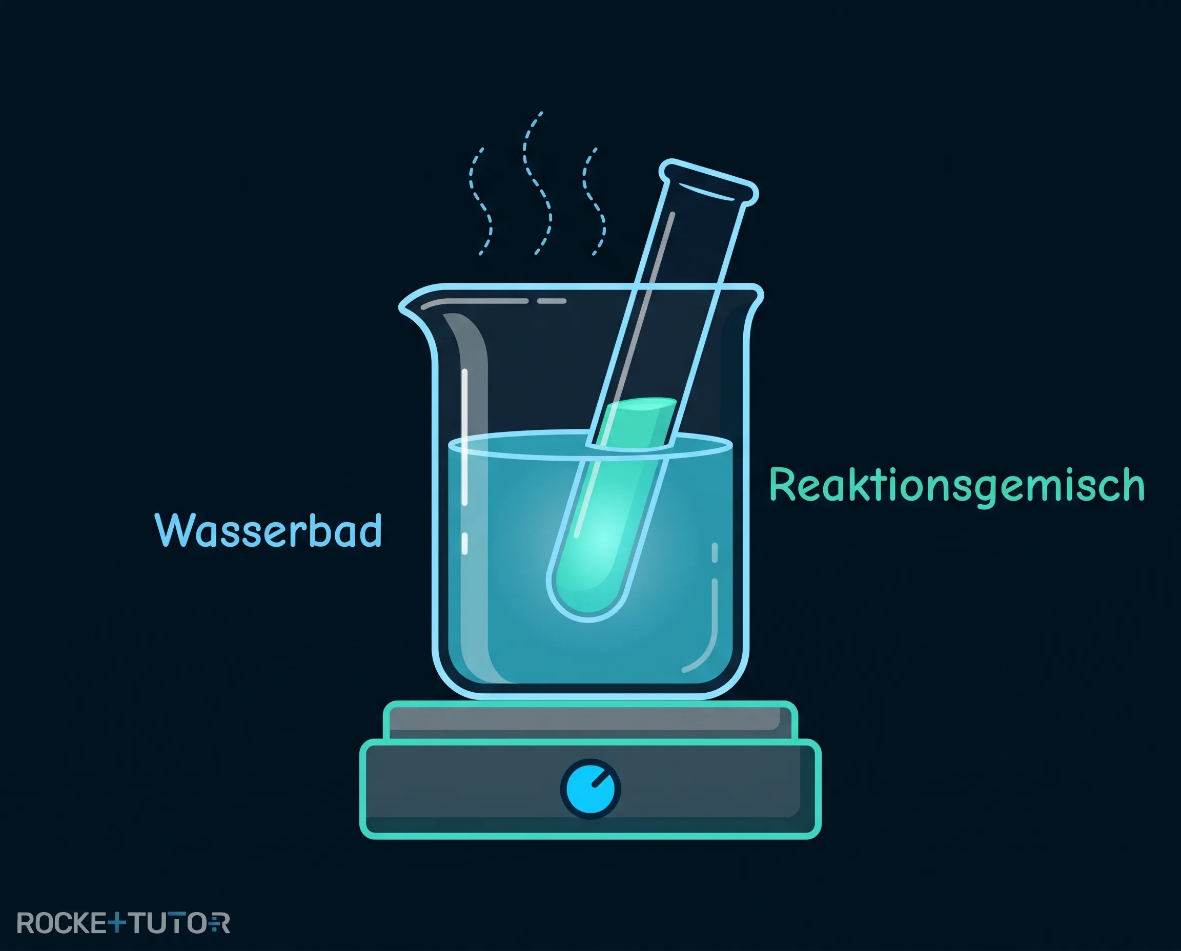 Reagenzglas im heißen Wasserbad