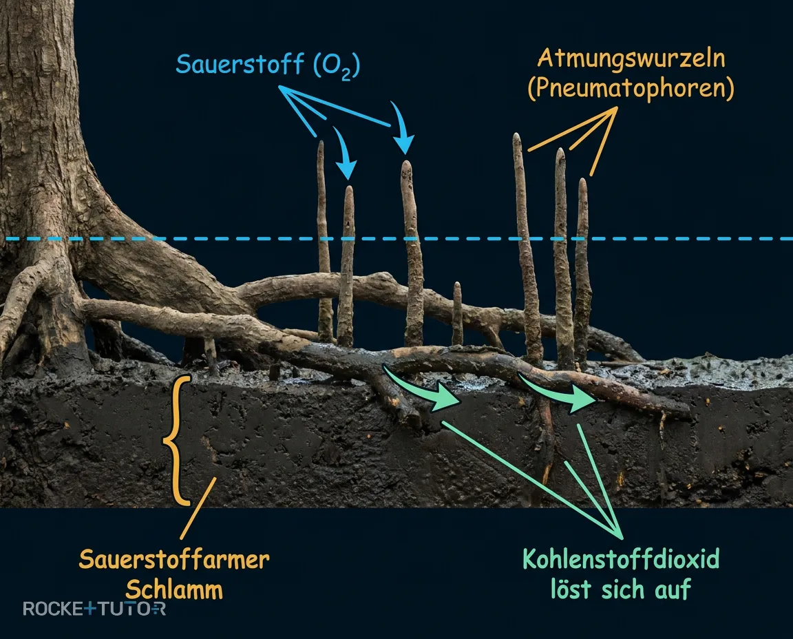 Mangrovenwurzeln im Wasser