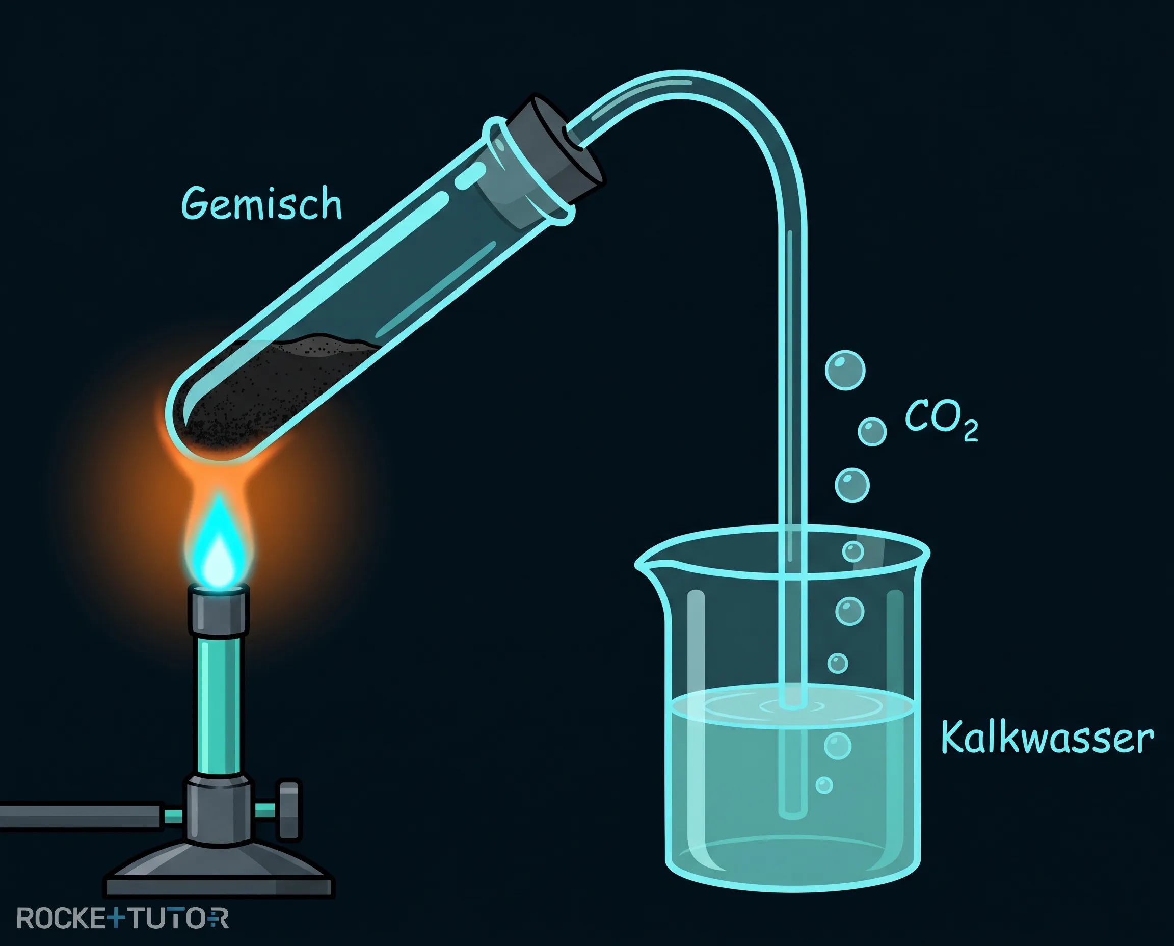 Versuchsaufbau Kupfergewinnung im Reagenzglas