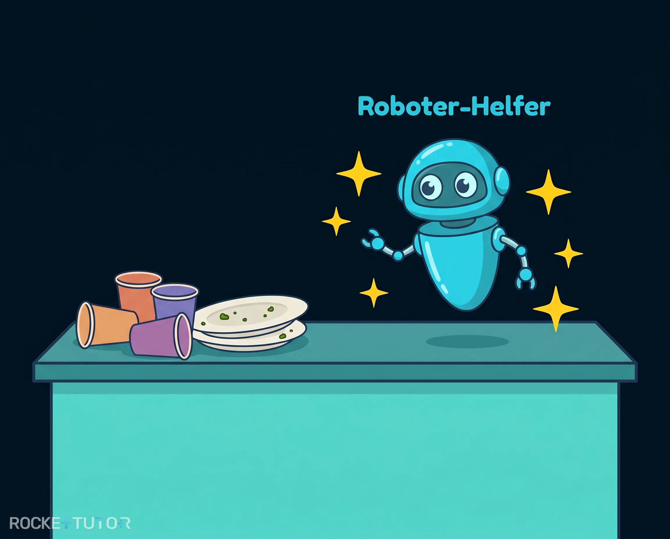 Roboter räumt Küche auf