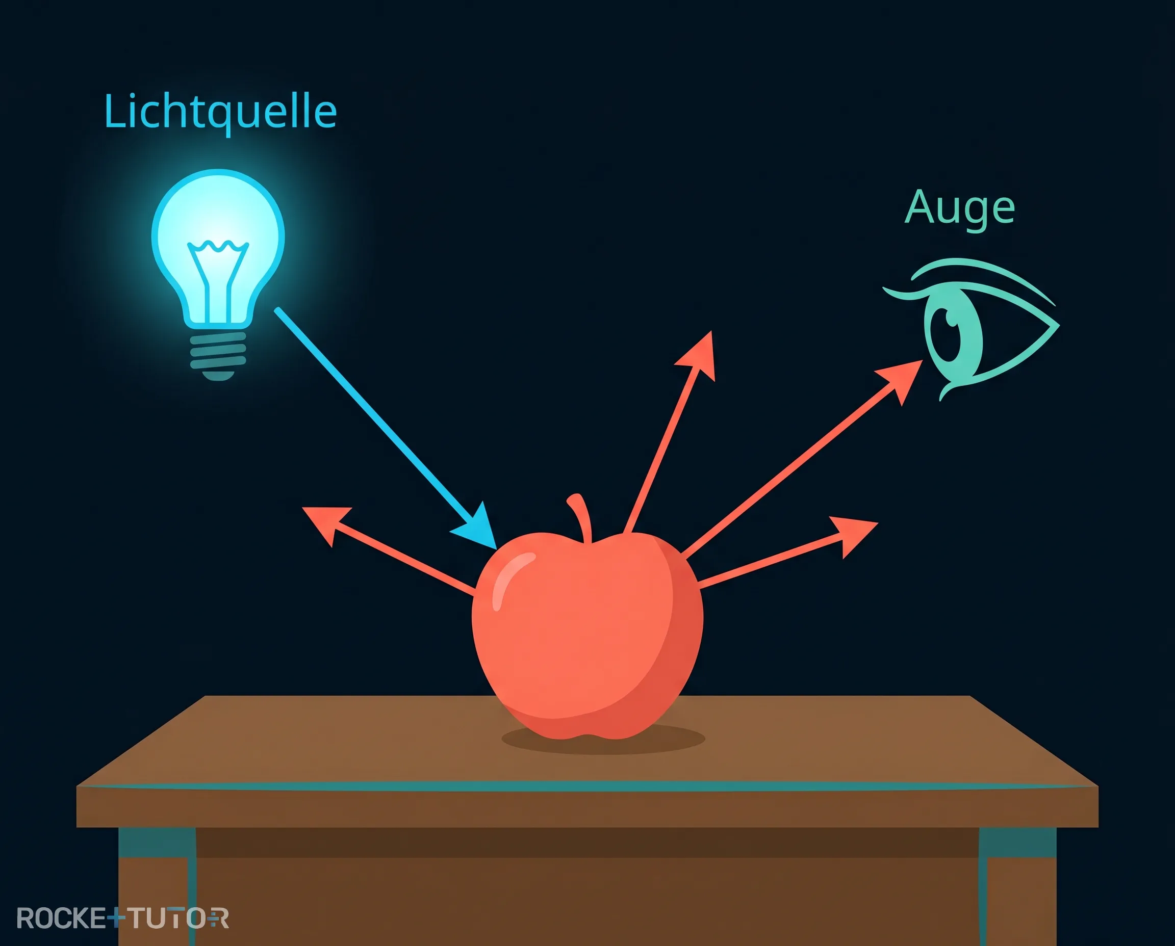 Auge sieht gestreutes Licht vom Apfel
