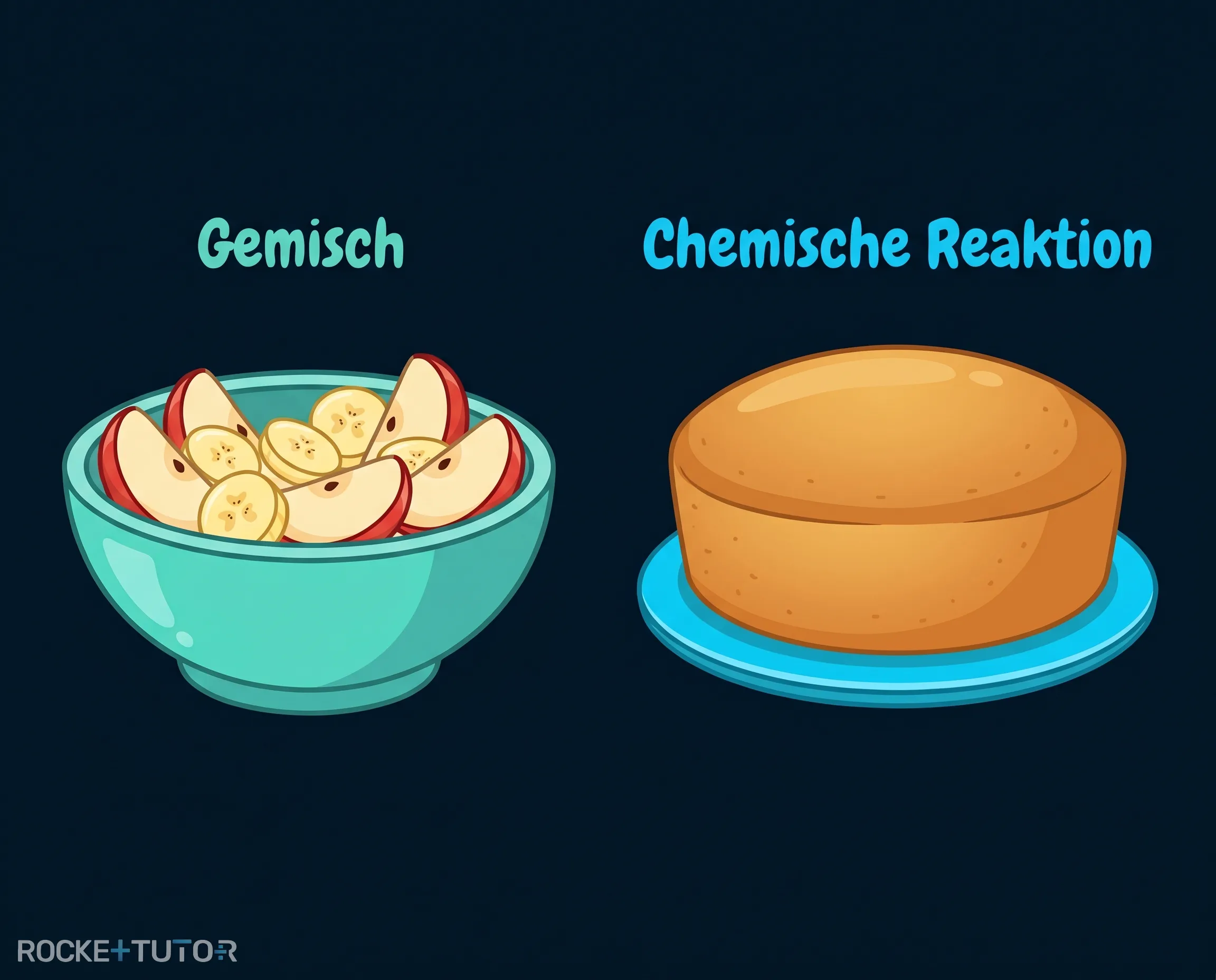 Obstsalat und fertiger Kuchen