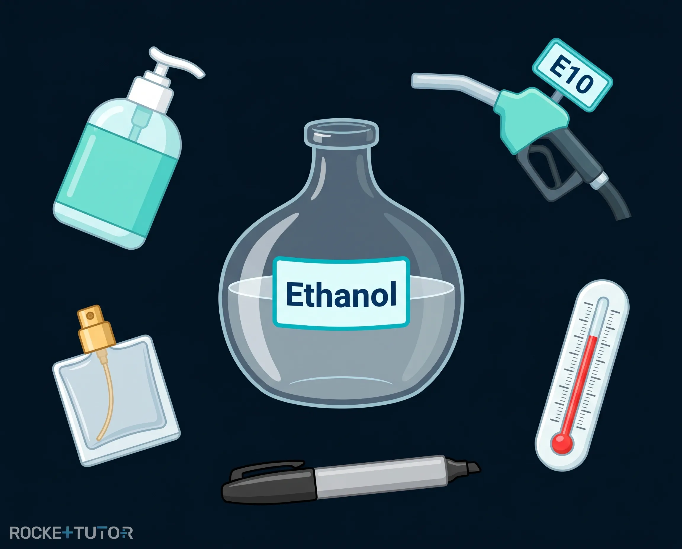 Reagenzgläser mit Wasser Öl und Ethanol