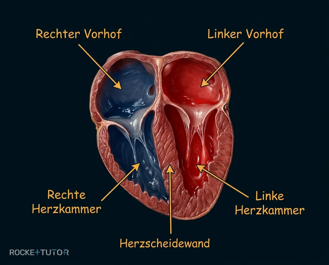 Querschnitt der Herzkammern und Vorhöfe