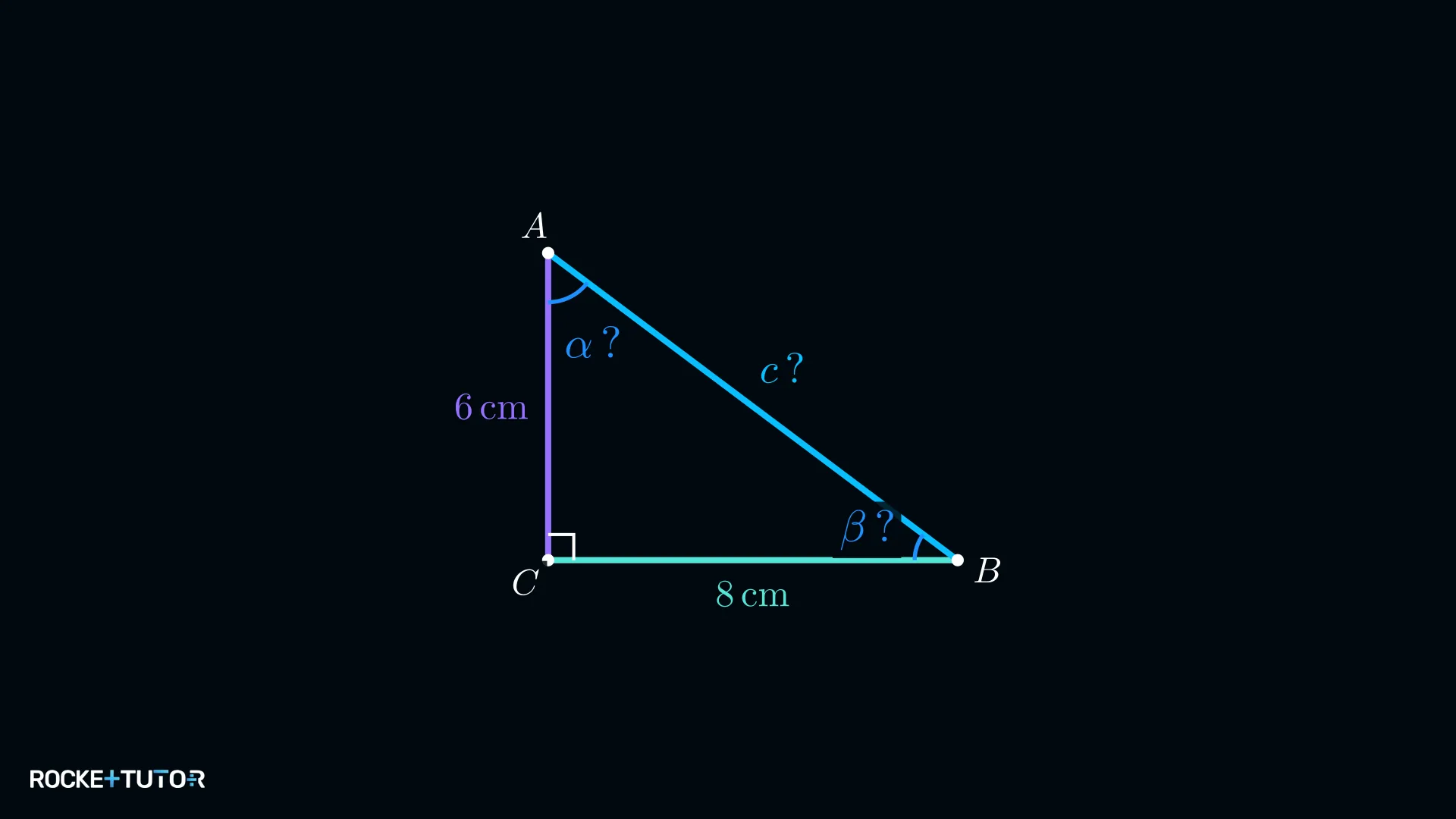 Rechtwinkliges Dreieck mit Katheten 8 cm und 6 cm