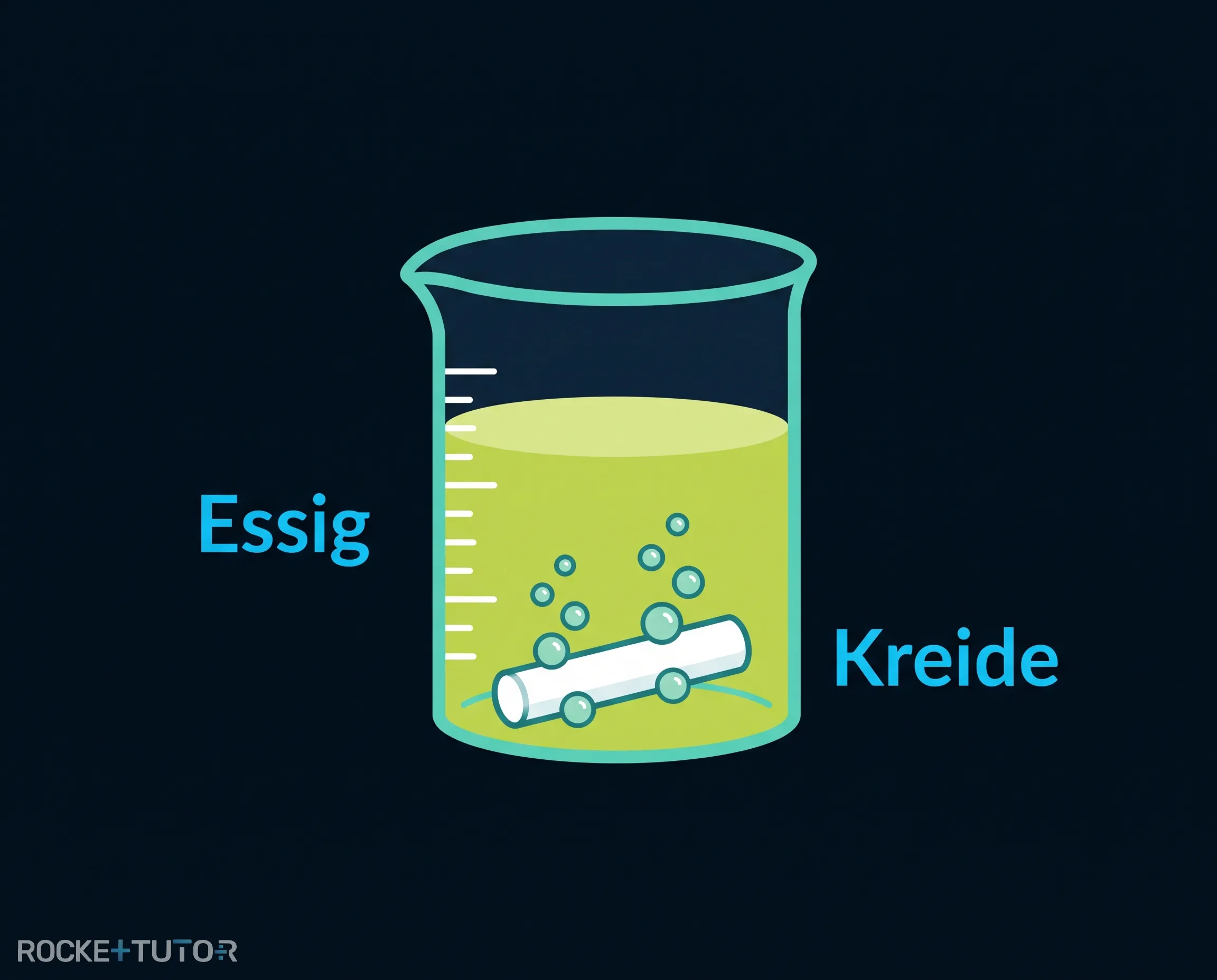 Kreide in Essig im Becherglas