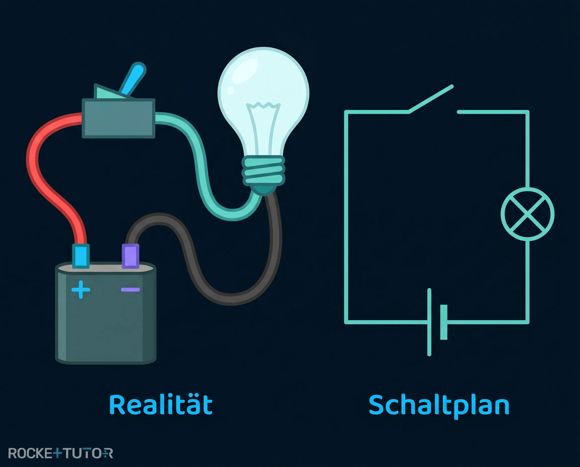 Schaltzeichen für Batterie Lampe Schalter Leitung