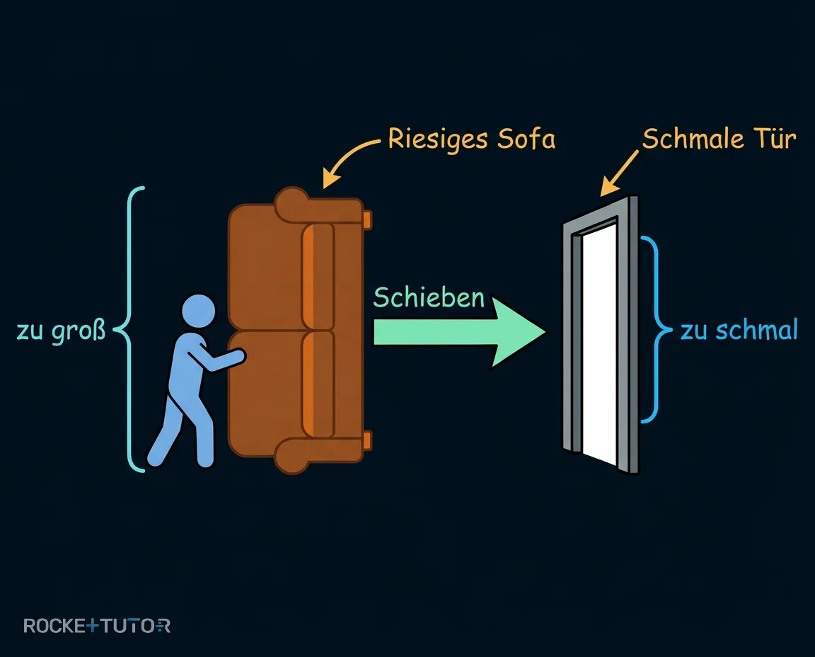 Zelle vor zu schmaler Tür
