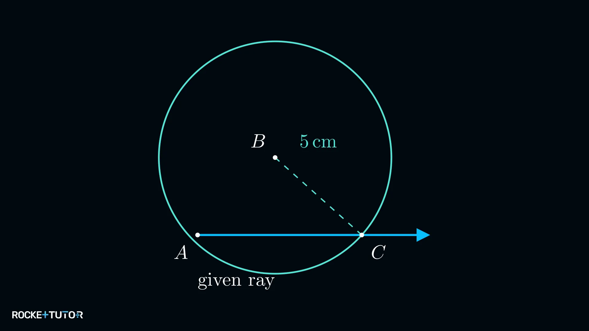 Punkt C auf dem Strahl im Abstand 5 cm von B