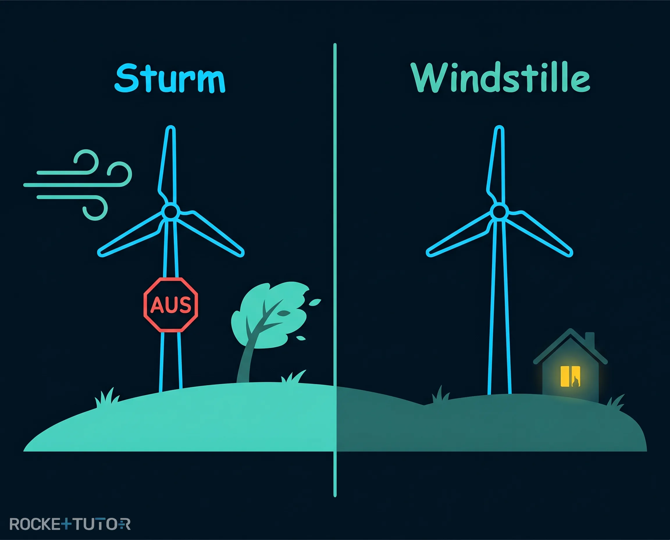 Windräder an einem stürmischen Tag
