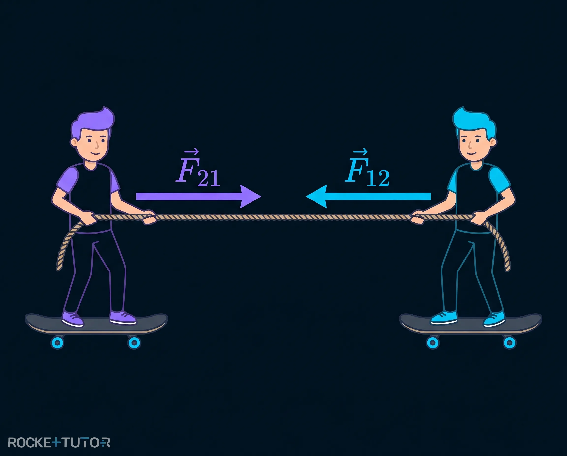 Zwei Personen auf Skateboards mit Seil