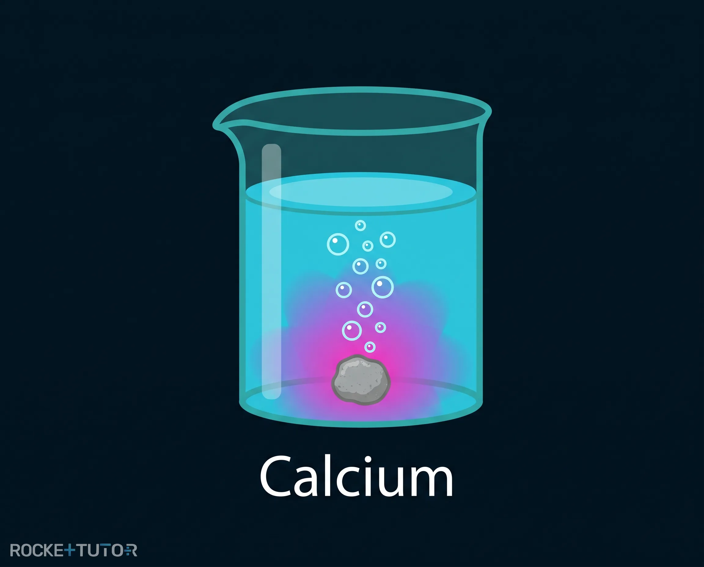 Calcium reagiert im Becherglas