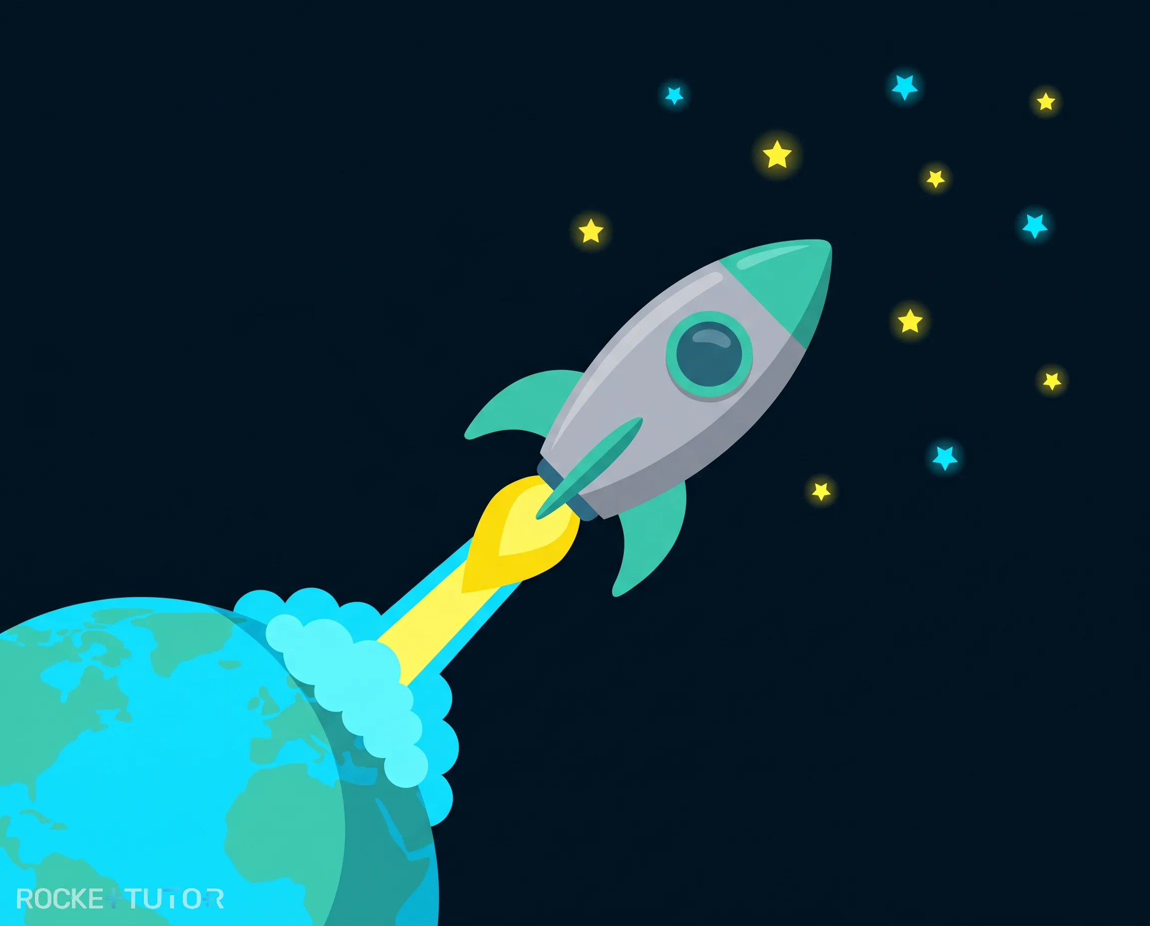 Rakete startet von der Erde ins All