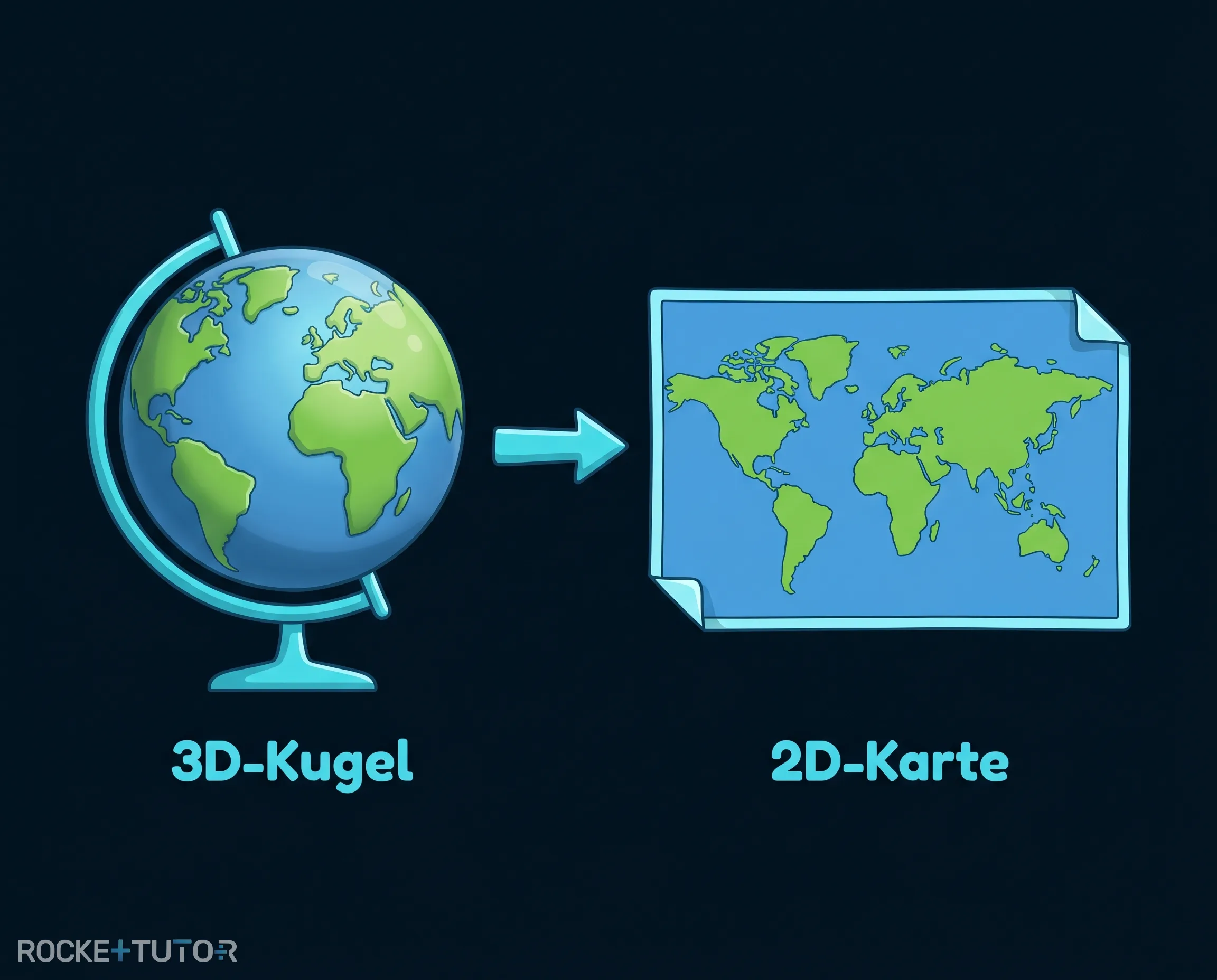 Weltkarte als flache Projektion