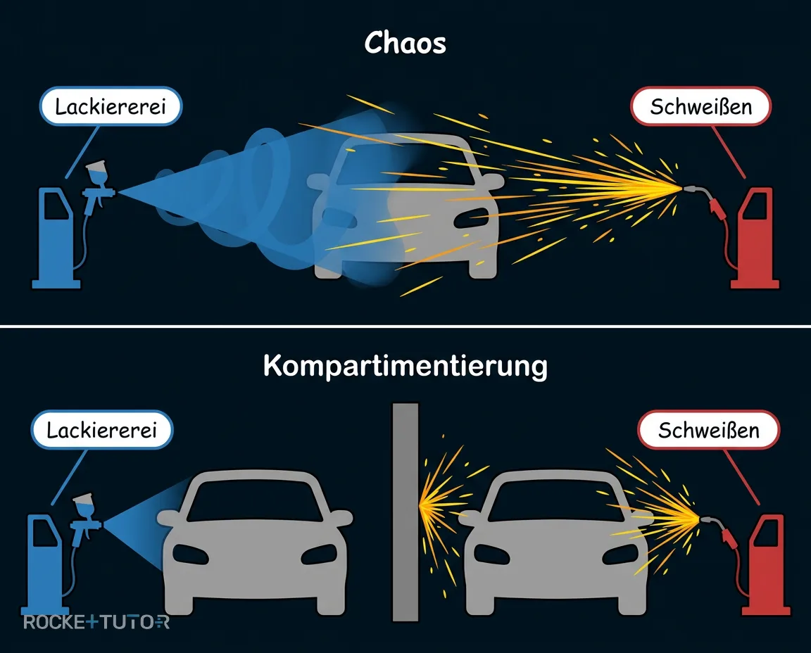 Autofabrik mit Funkenflug
