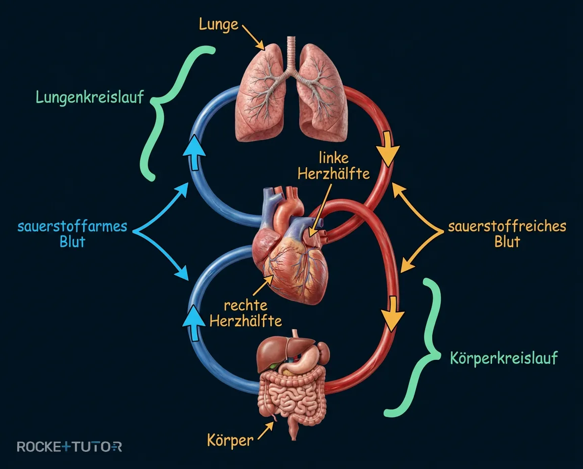Schema des doppelten Blutkreislaufs