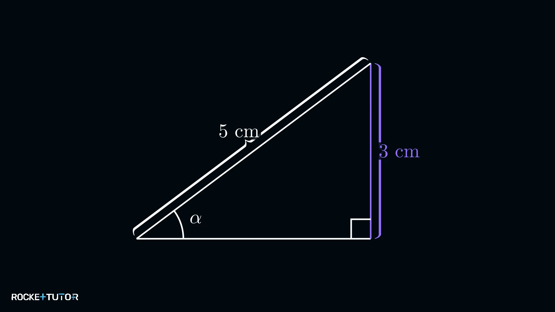 Rechtwinkliges Dreieck mit Gegenkathete 3 und Hypotenuse 5