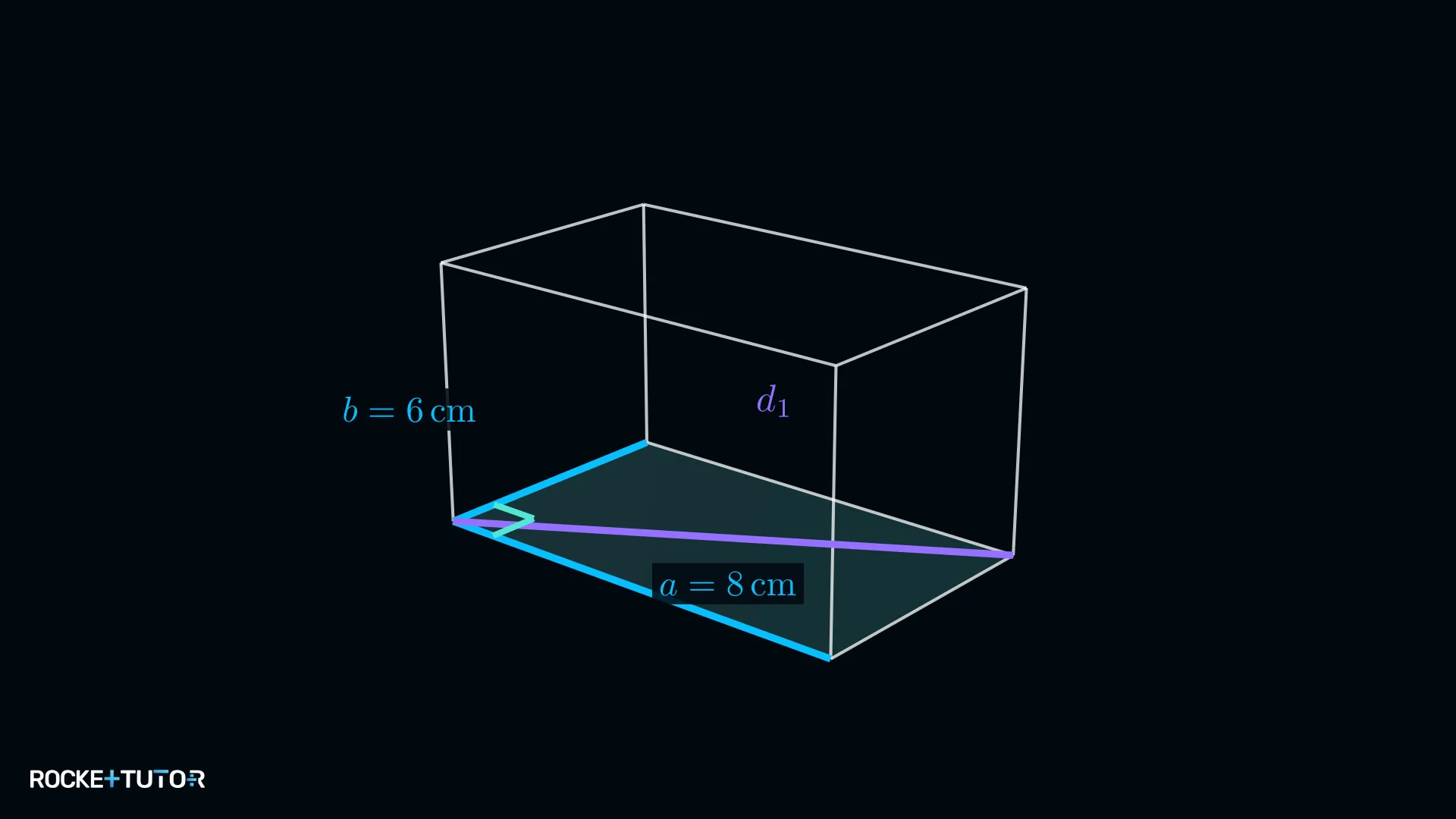 Quader mit Bodendiagonale d1 und Seitenlängen a und b