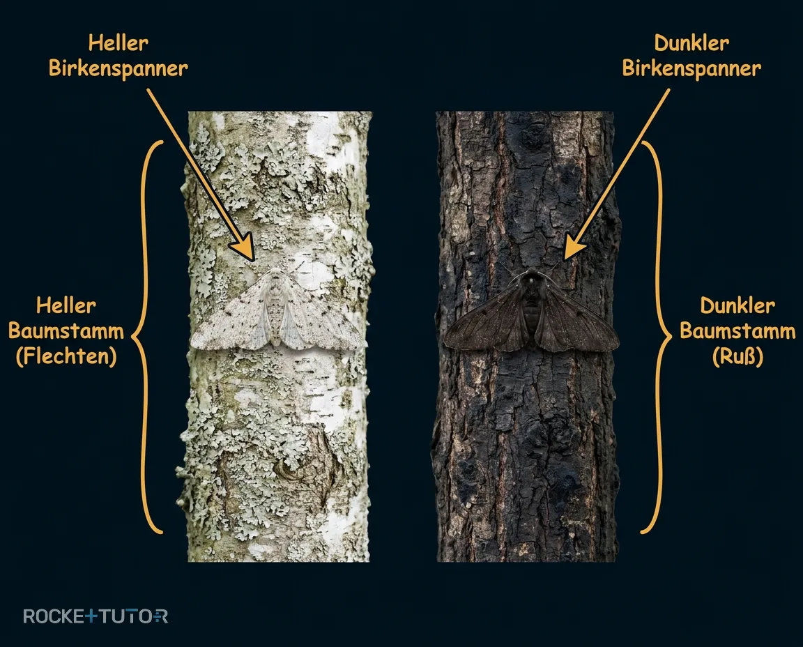 Heller Birkenspanner auf Baumrinde