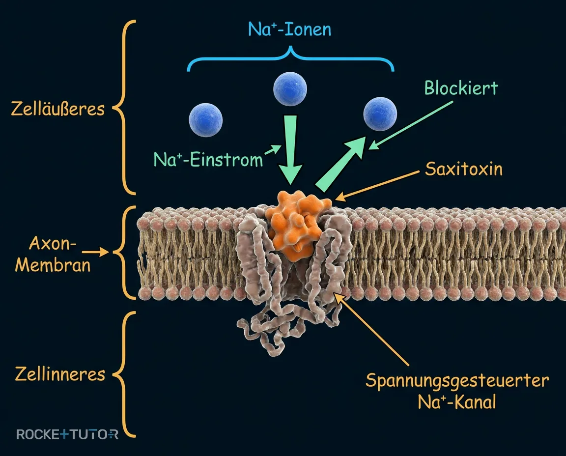 Saxitoxin blockiert Natrium-Kanäle