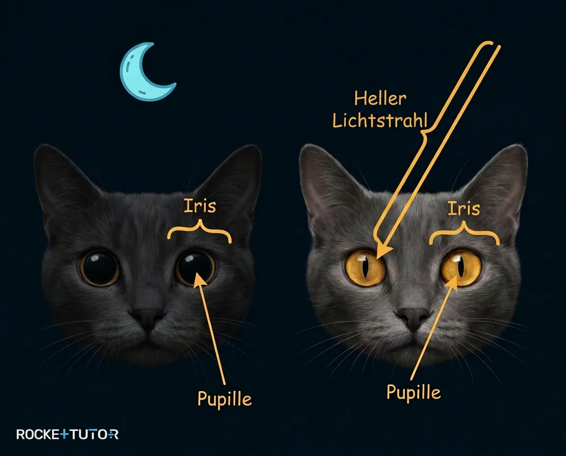 Katzenaugen mit verengten Pupillen