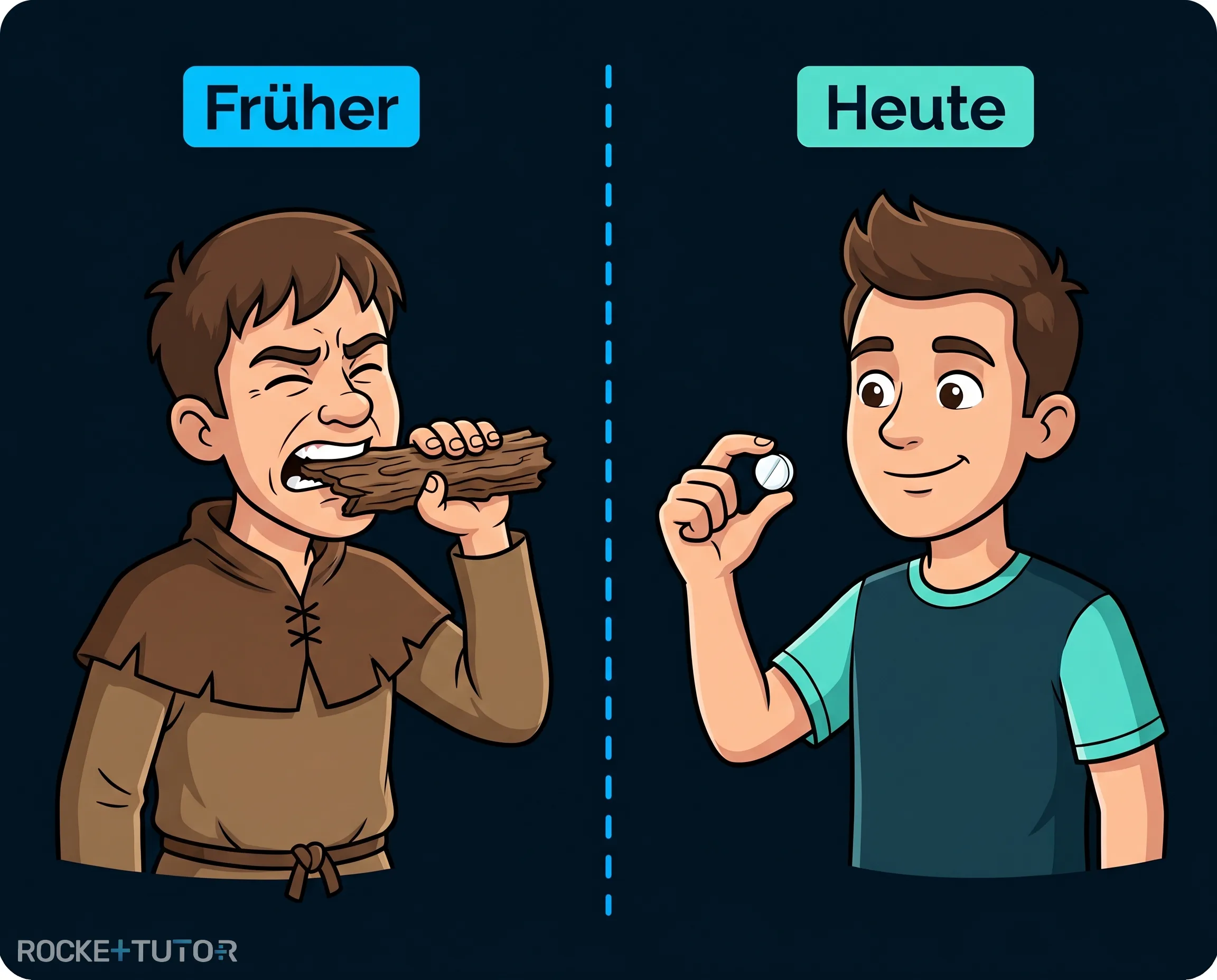 Baumrinde und weiße Tablette