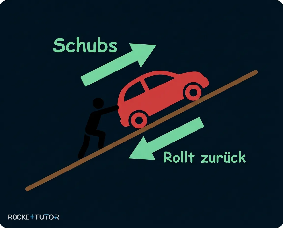 Auto den Hügel hinaufschieben Analogie