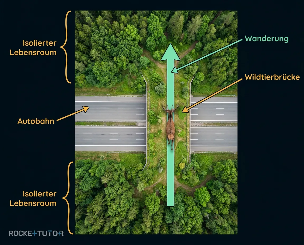 Zerschnittener Wald durch eine Straße