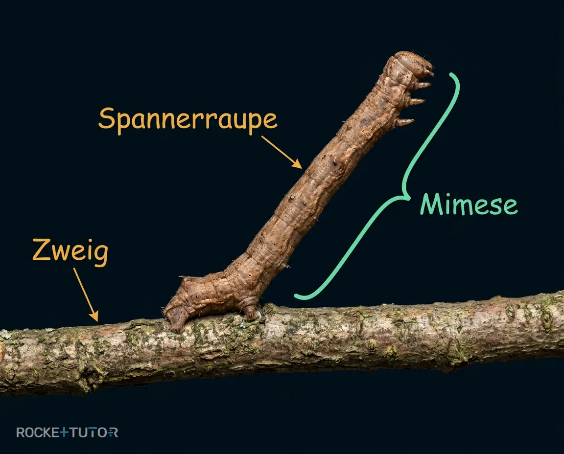 Spannerraupe getarnt als Zweig