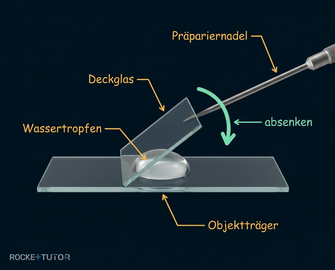 Gefärbte Mundschleimhautzellen unter Mikroskop