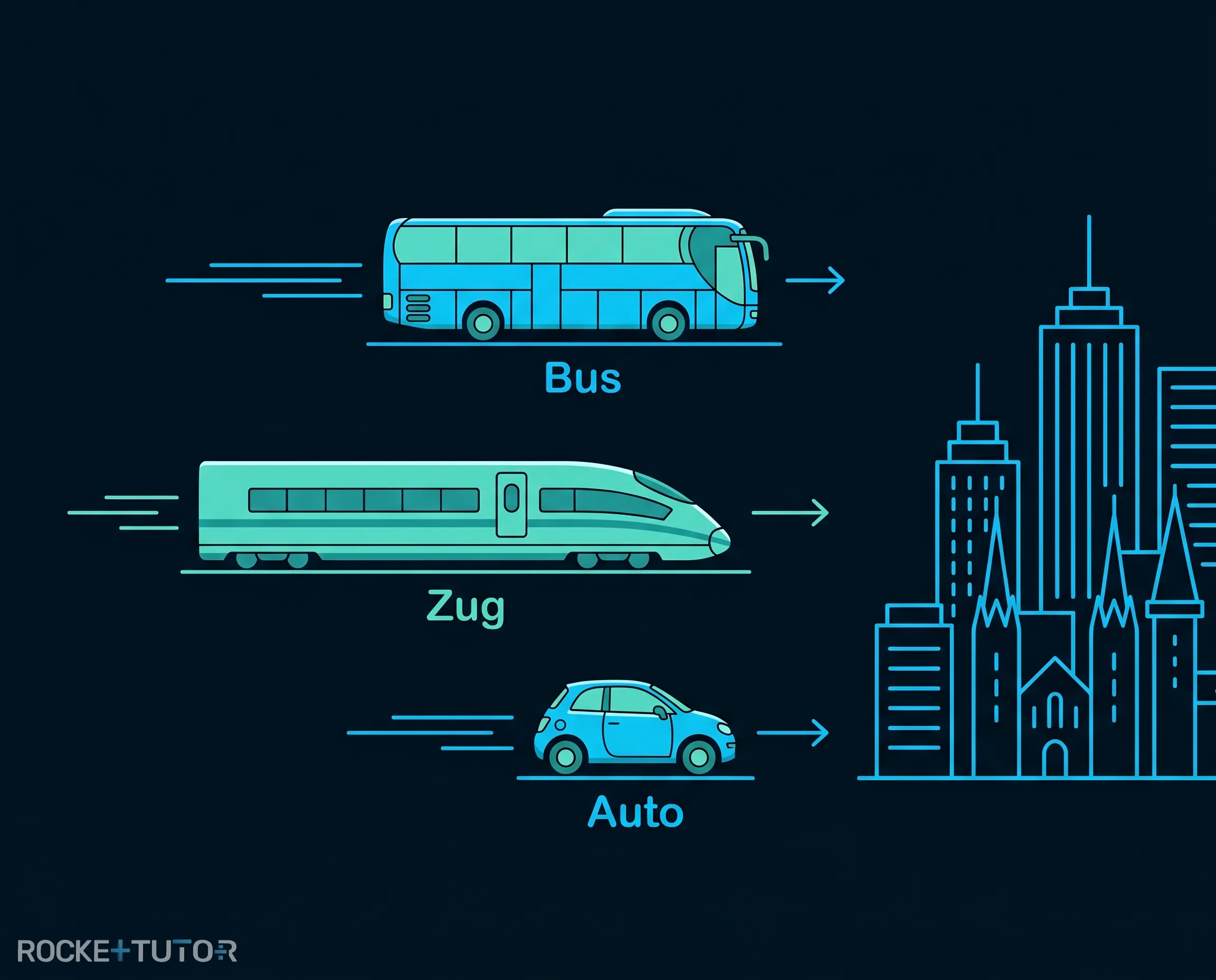 Verschiedene Verkehrsmittel im Vergleich