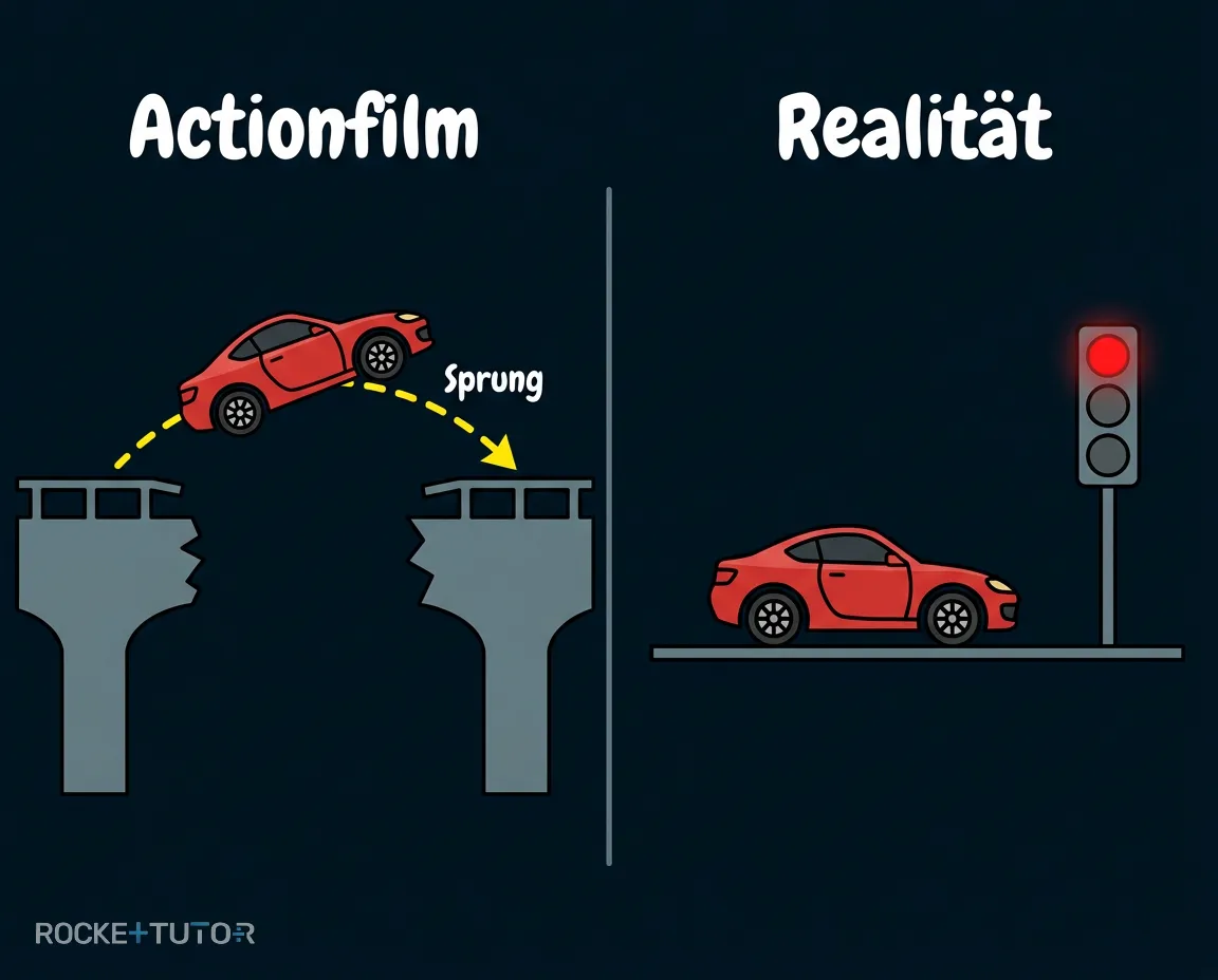 Actionfilm Auto springt über Brücke