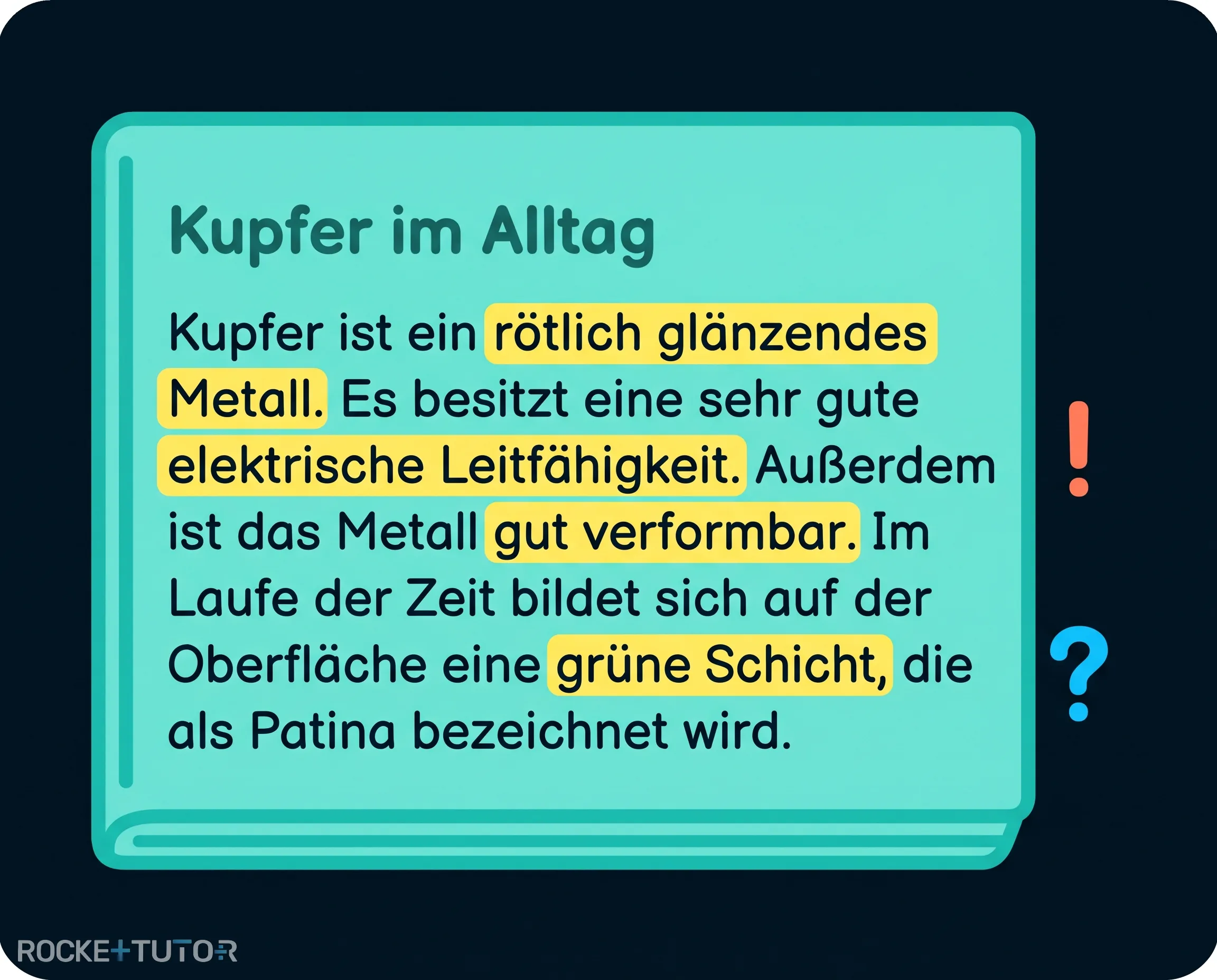 Markierter Text über Kupfer