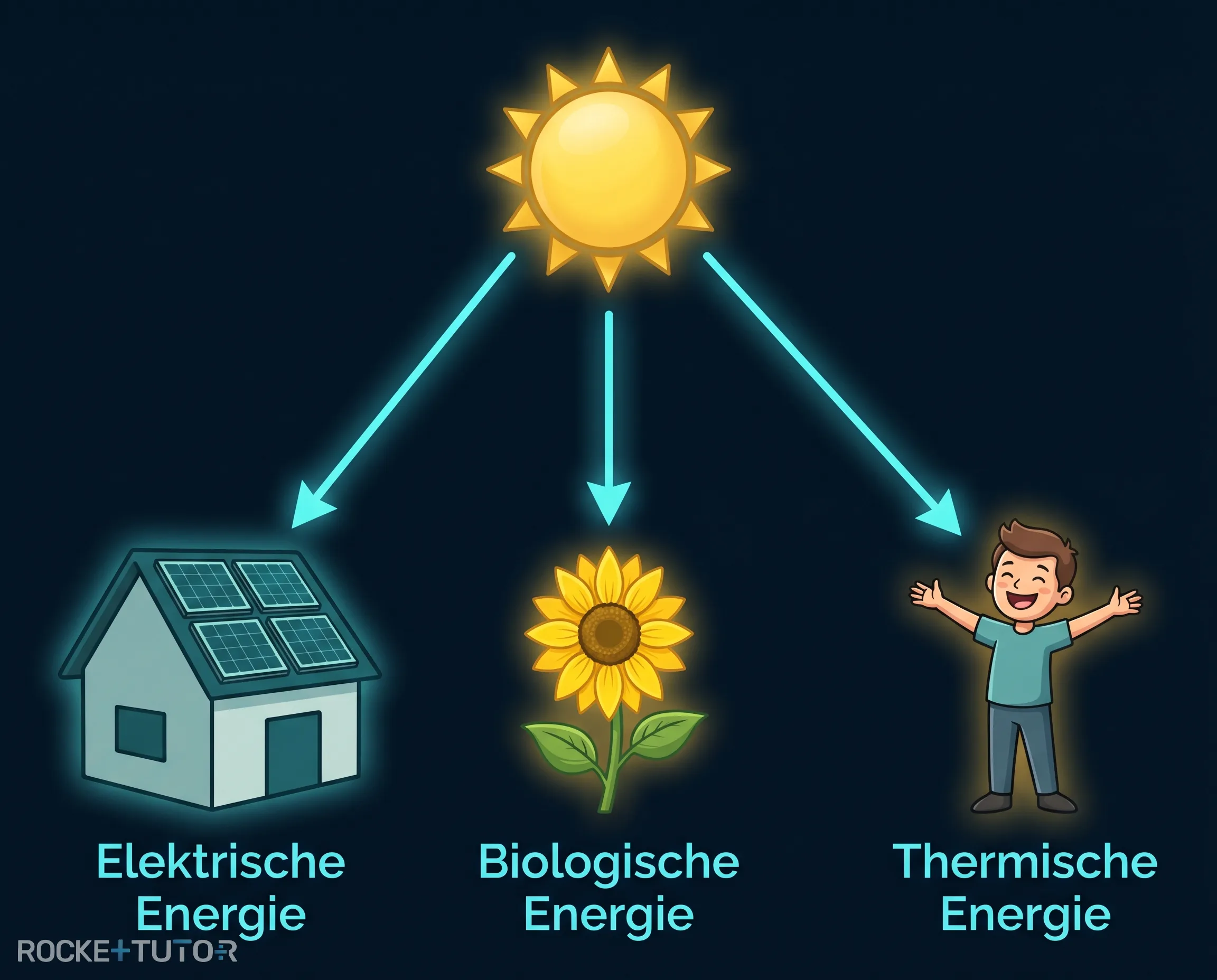 Verschiedene Energieumwandlungen durch Licht