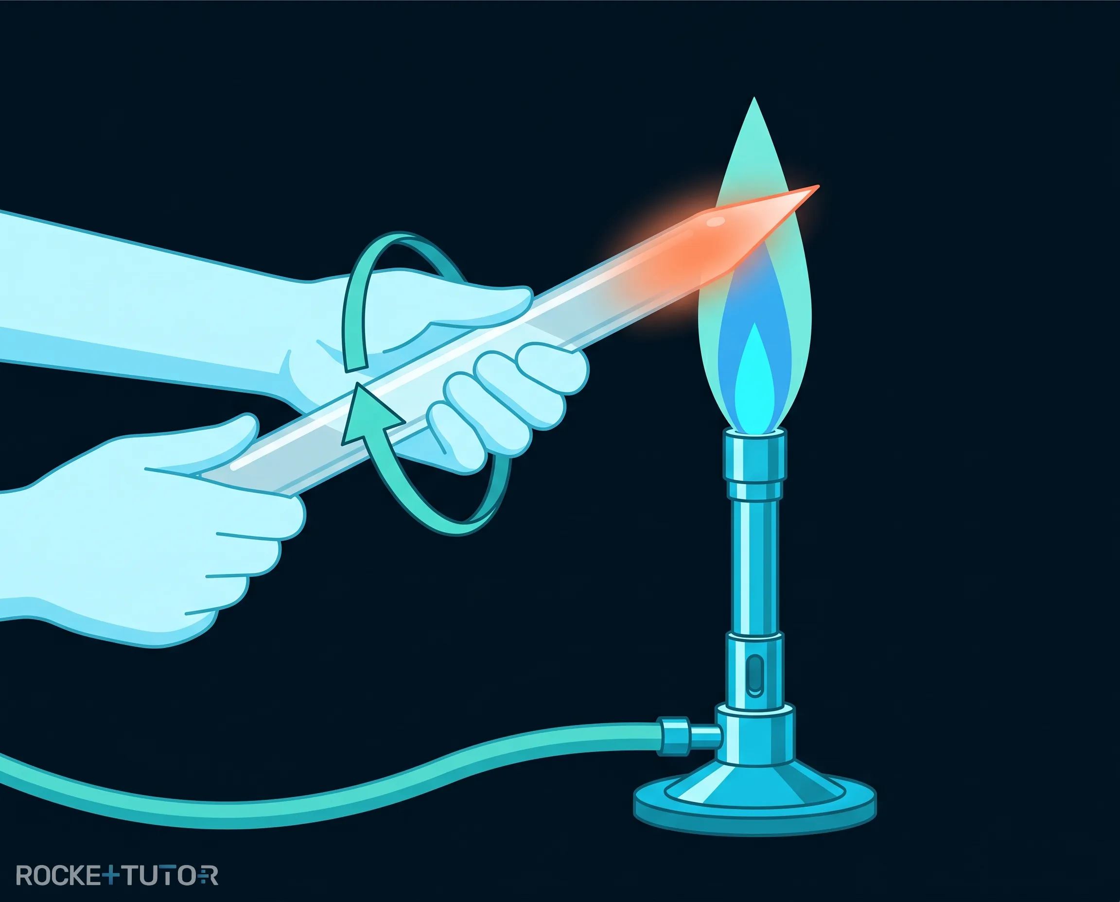 Glasrohr in der Brennerflamme drehen