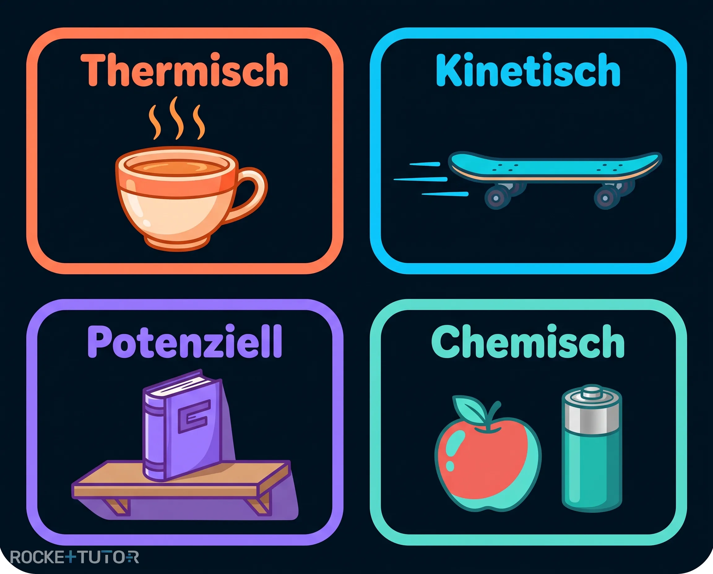 Vier verschiedene Energieformen Symbole