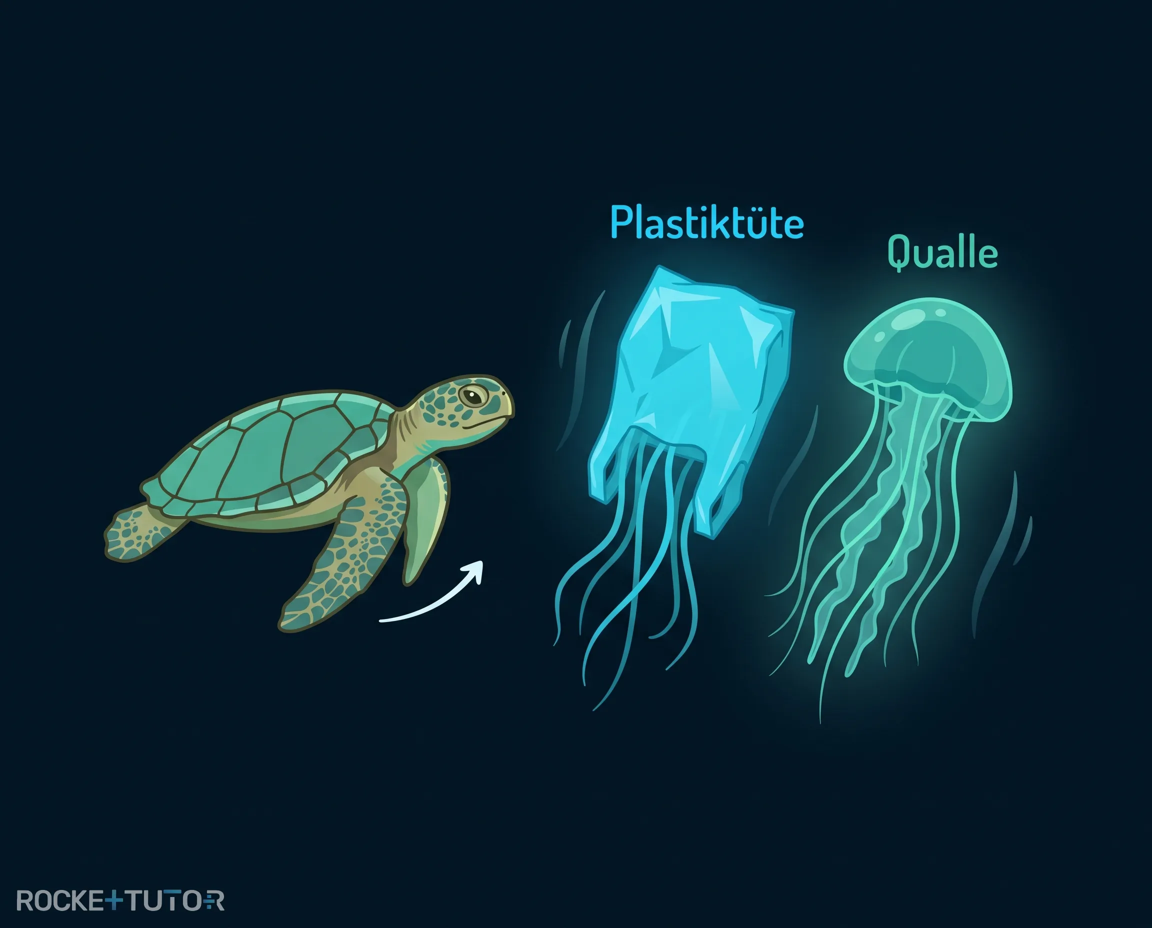 Schildkröte frisst eine Plastiktüte