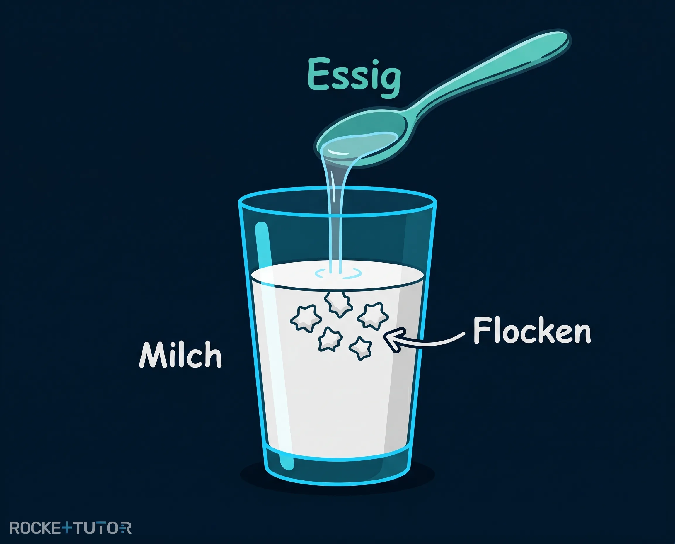 Milch mit Essigflocken