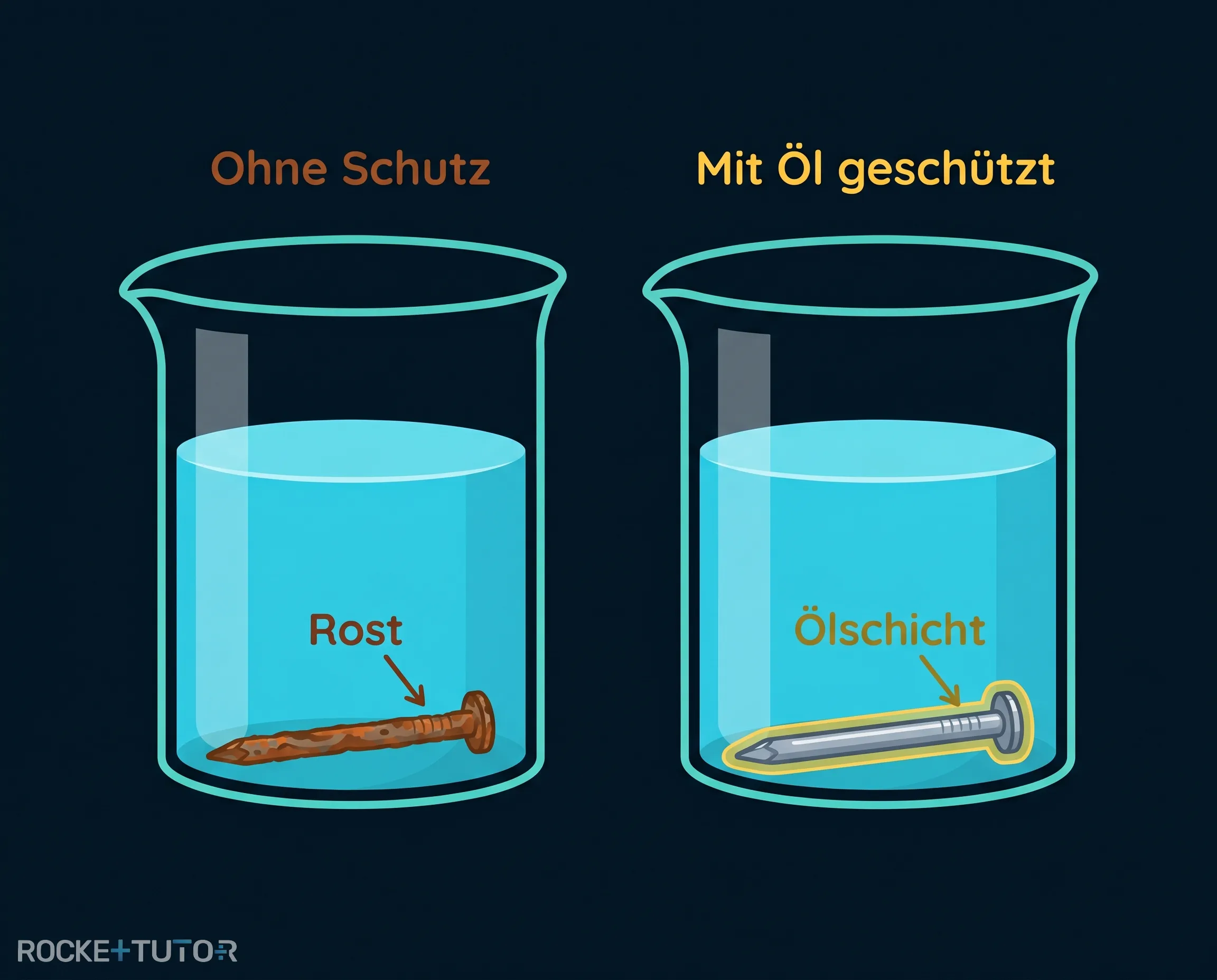 Eisennägel im Wasserglas Experiment