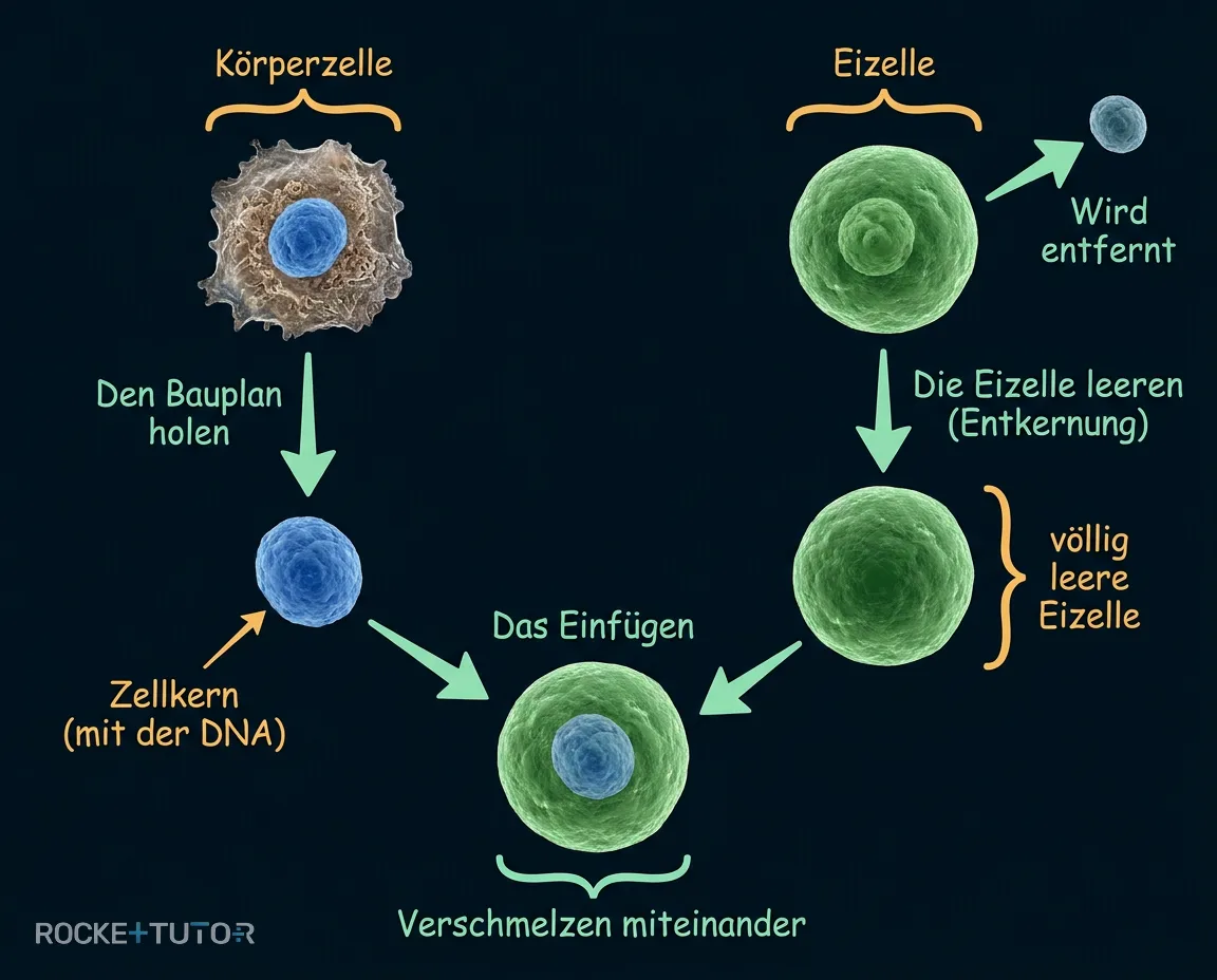 Schema des somatischen Zellkerntransfers