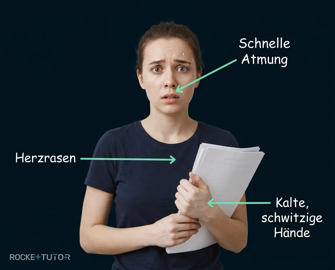 Schwitzender Schüler an Tafel