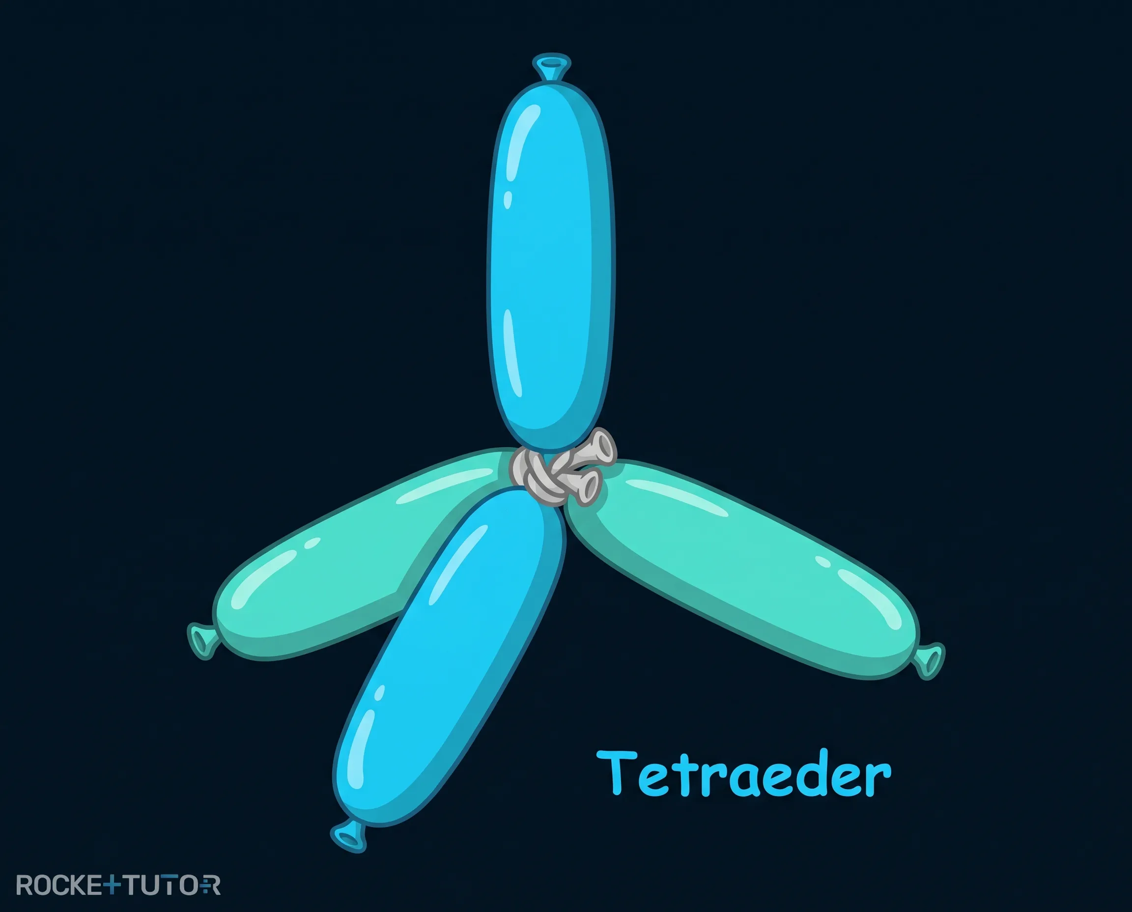 Vier Luftballons als Tetraeder