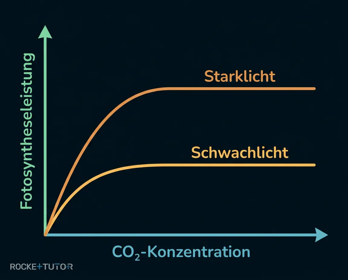 Diagramm Sättigungskurve CO2 und Fotosynthese