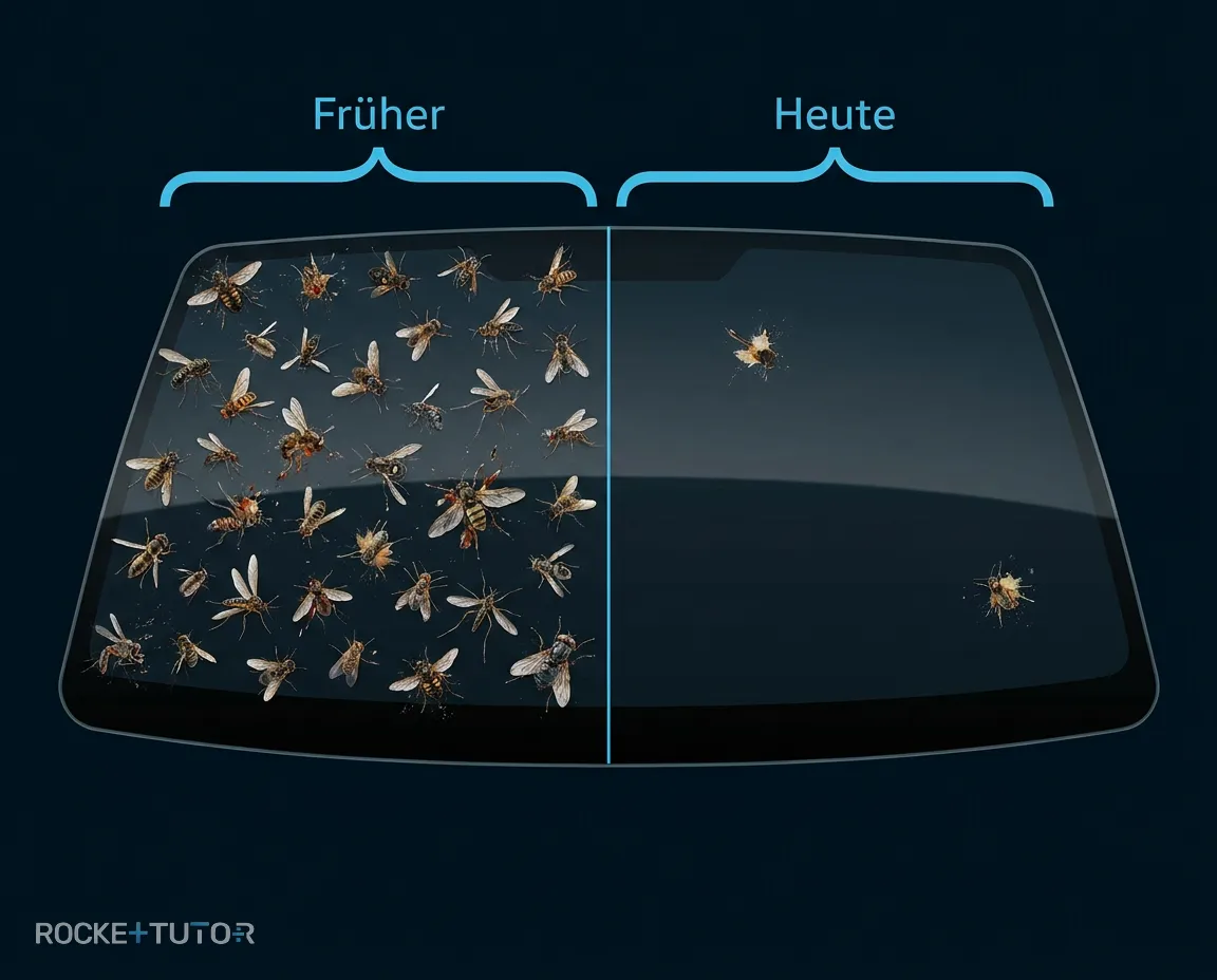 Windschutzscheibe mit toten Insekten