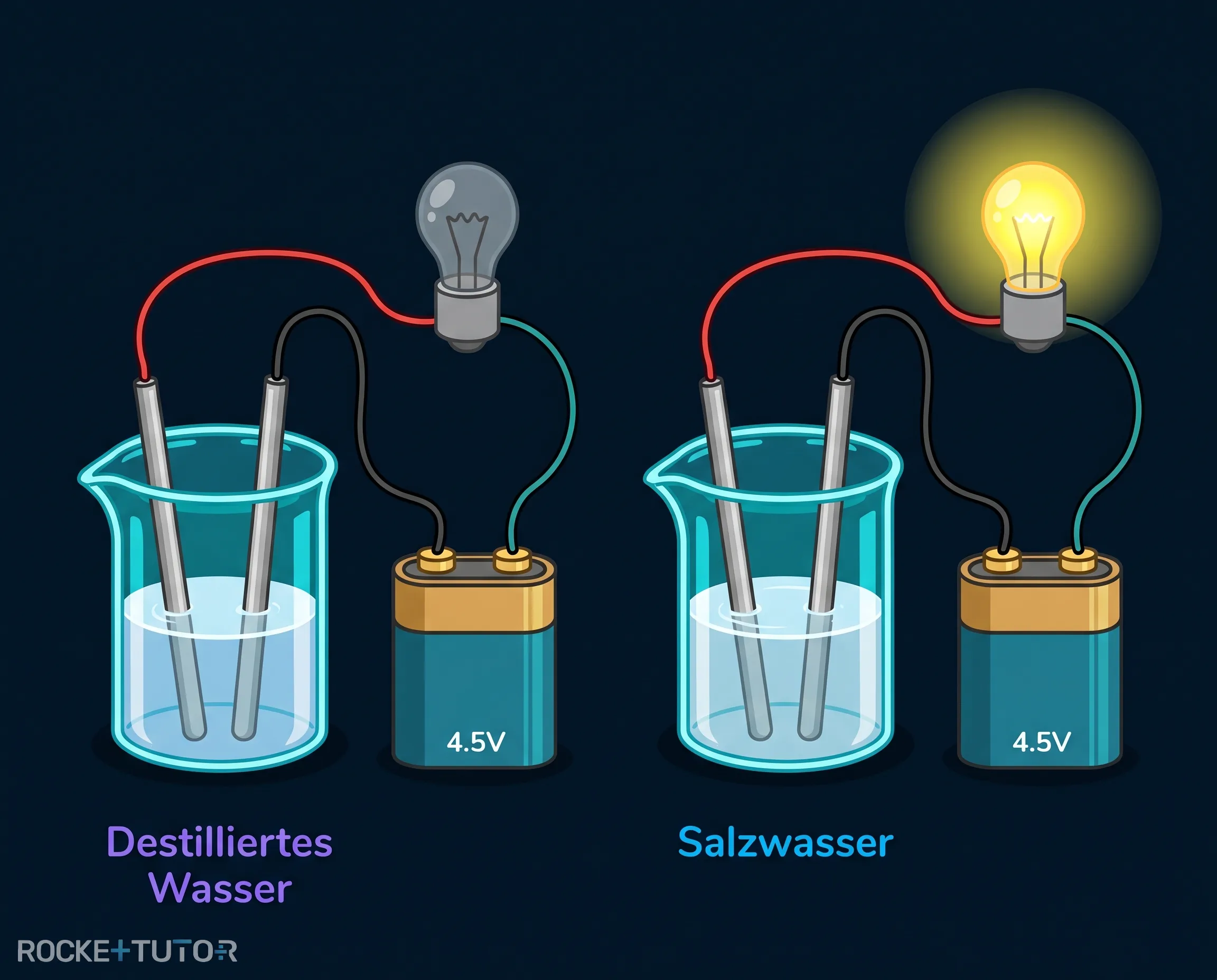 Salz wird in destilliertes Wasser gerührt