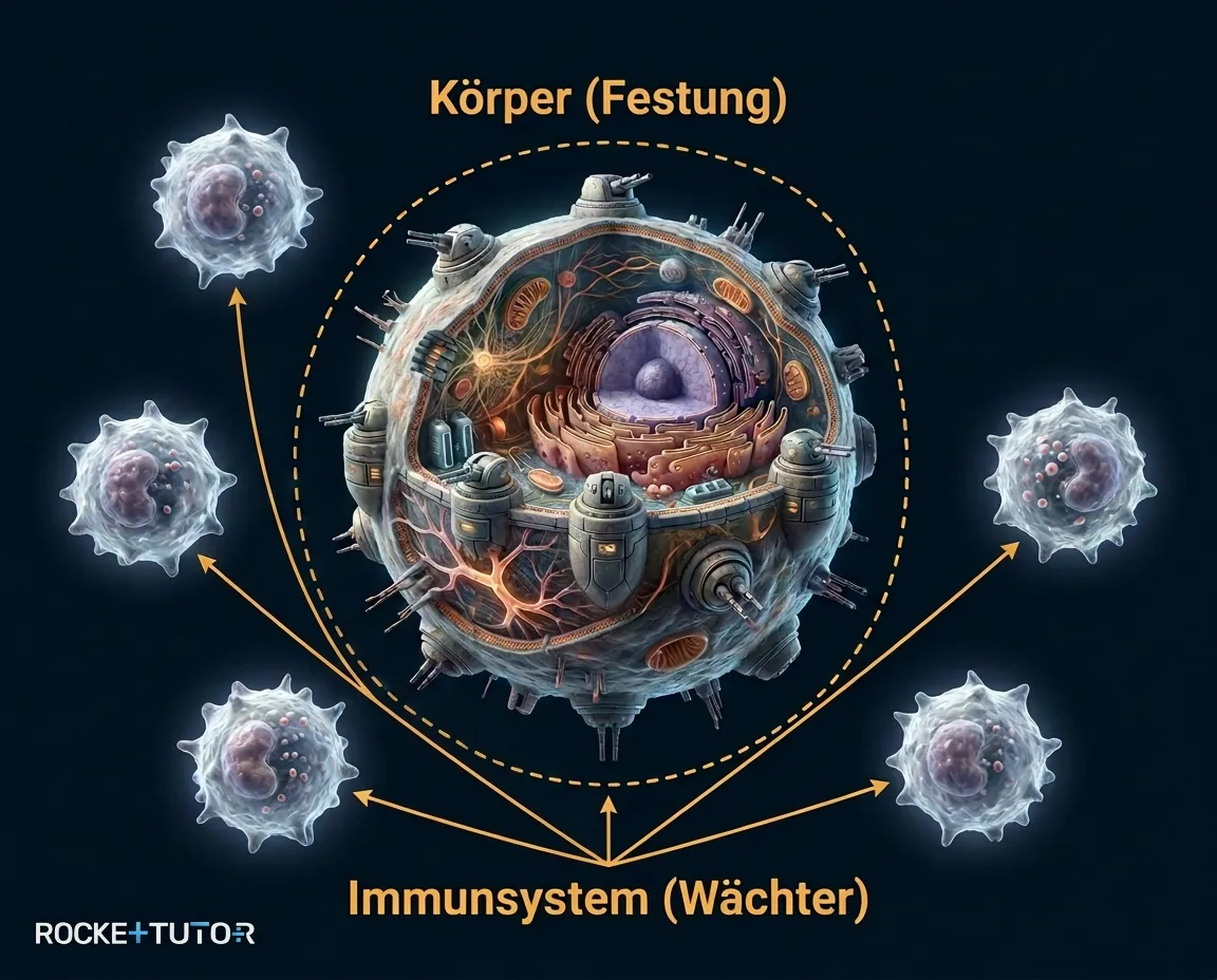 Illustration des Immunsystems als Festung