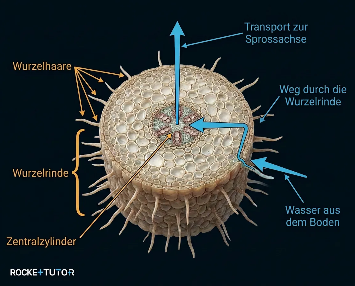 Querschnitt einer Wurzel mit Wasserweg